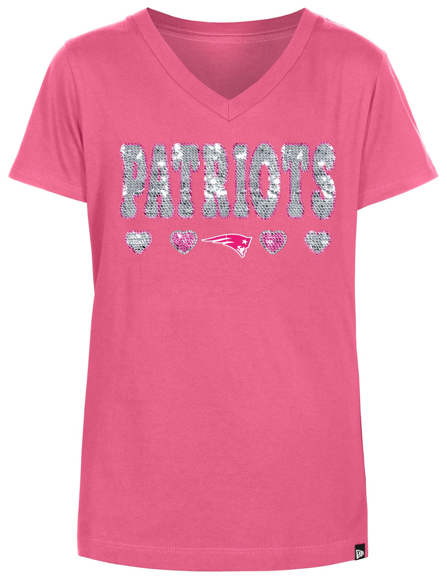 New Era Girls' New England Patriots Sequins Flip Pink T-Shirt product image