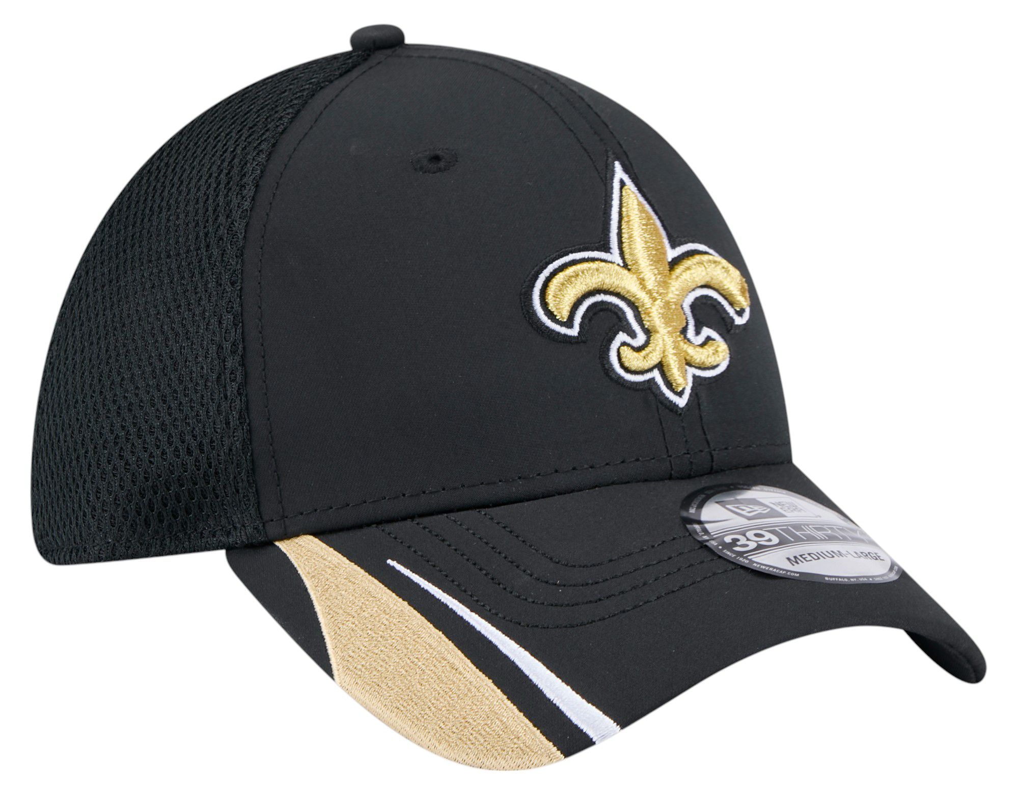 New Era Adult New Orleans Saints Black Linear 39Thirty Adjustable Hat product image