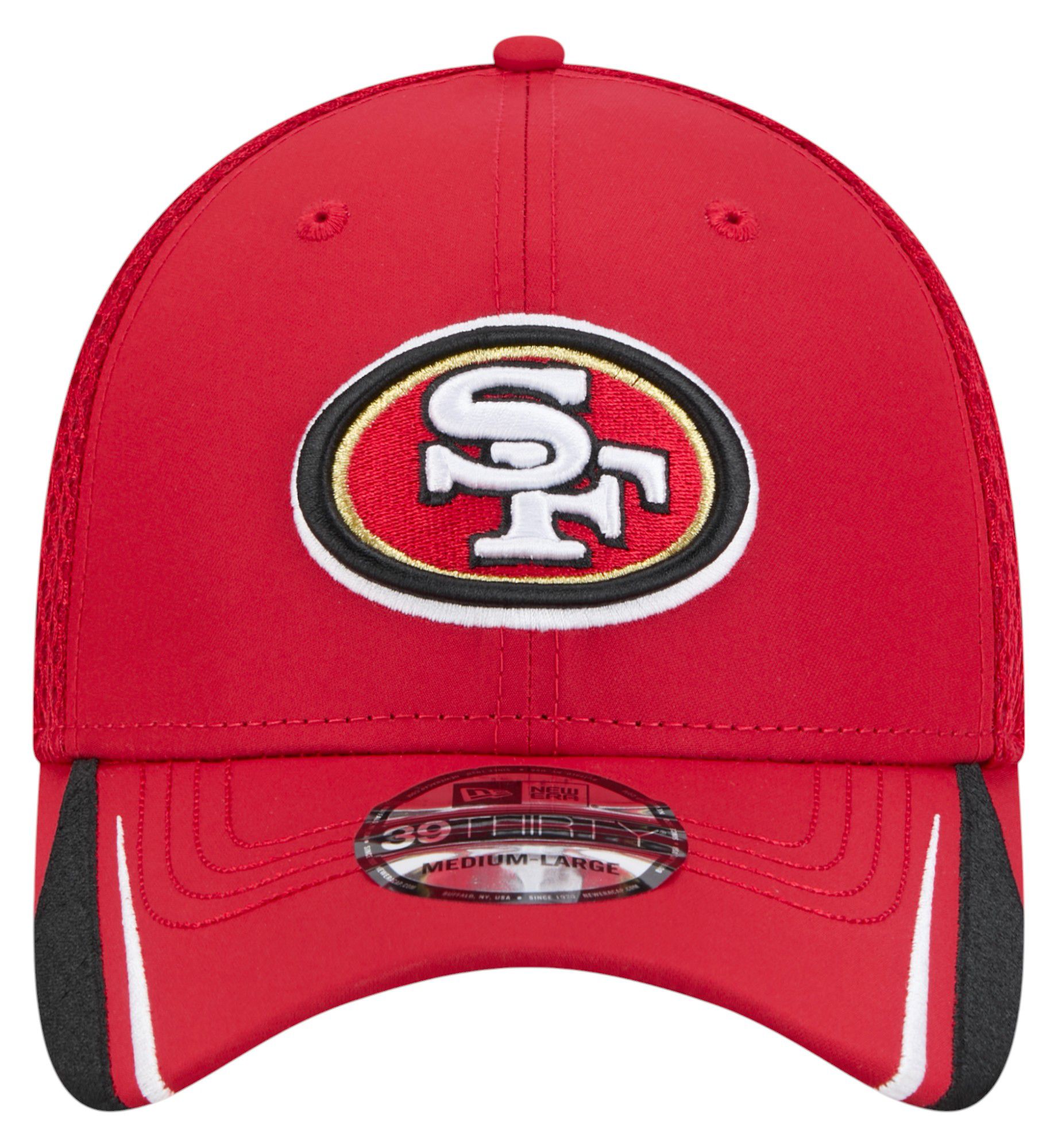New Era Adult San Francisco 49ers Red Linear 39Thirty Adjustable Hat product image