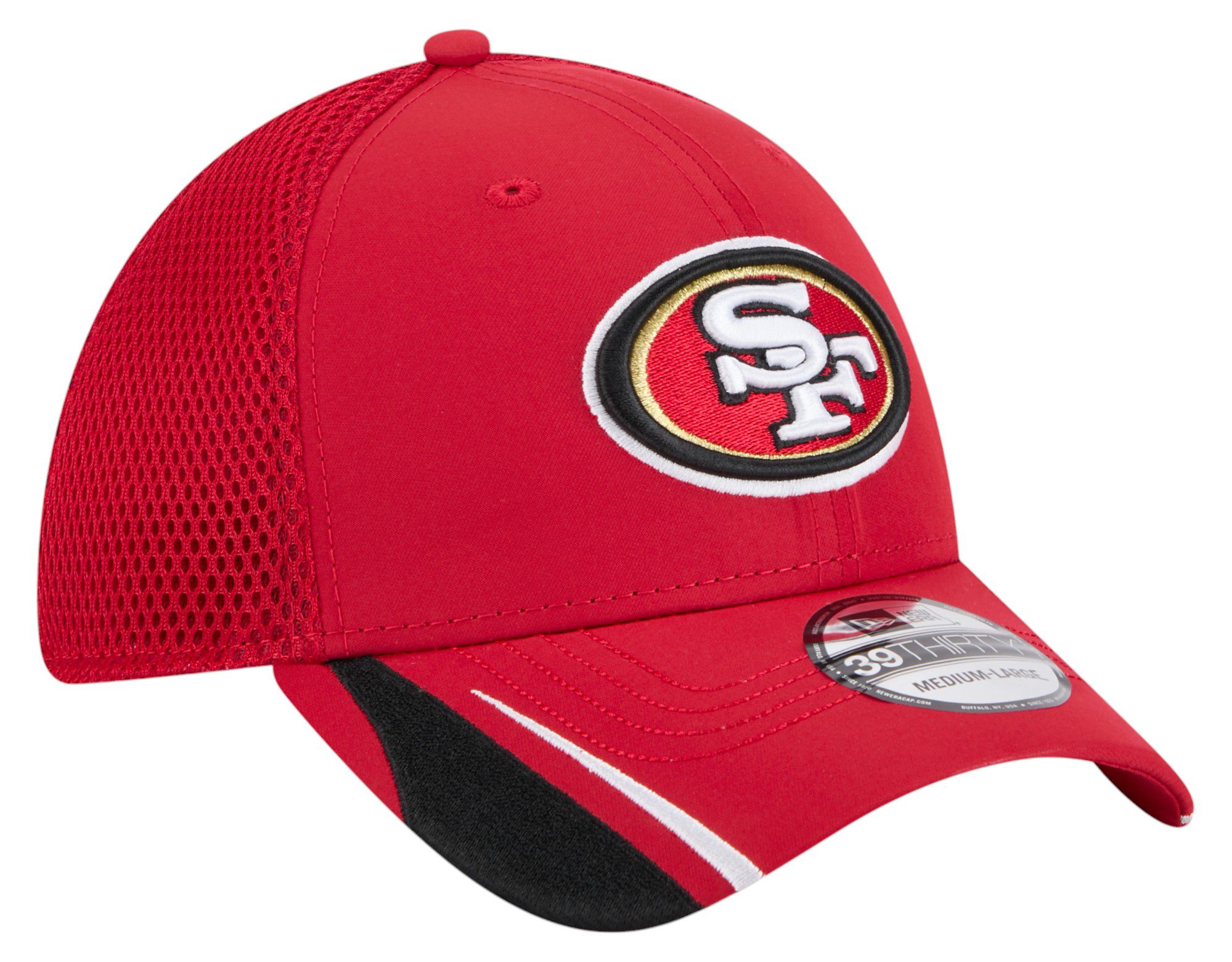 New Era Adult San Francisco 49ers Red Linear 39Thirty Adjustable Hat product image