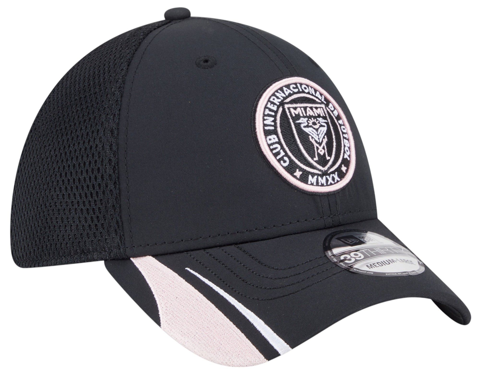 New Era Adult Inter Miami CF Black Linear 39Thirty Stretch Fit Hat product image