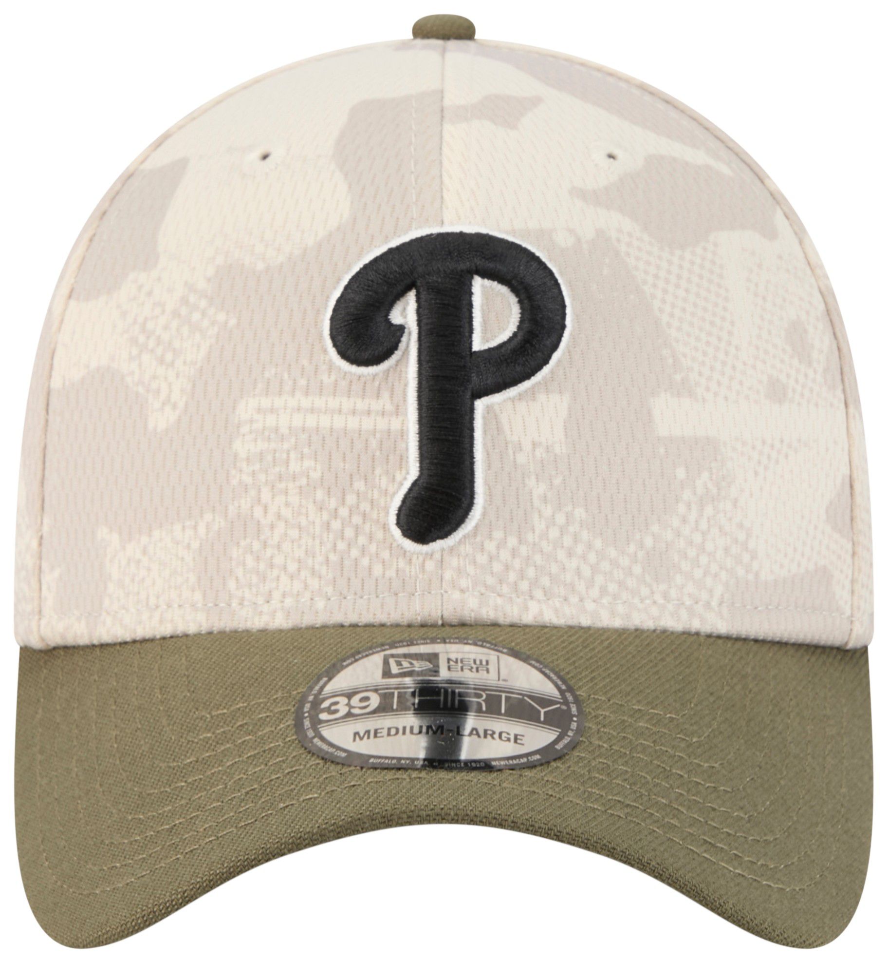 New Era Adult Philadelphia Phillies Khaki Armed Forces Day 2025 39Thirty Stretch Fit Hat product image