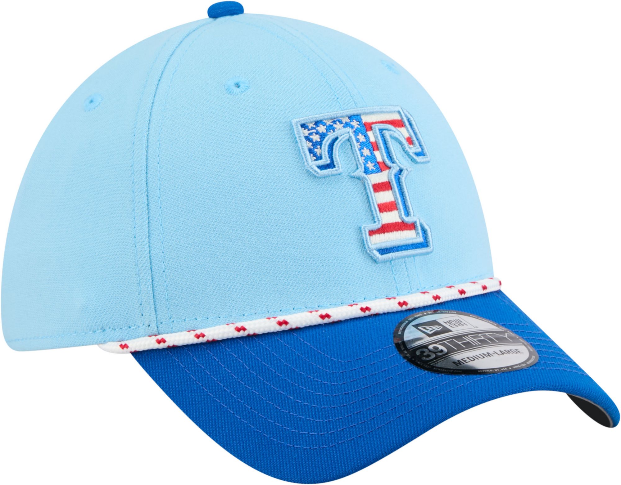 New Era Adult Texas Rangers Fourth of July 2025 Light Blue 39Thirty Stretch Fit Hat product image