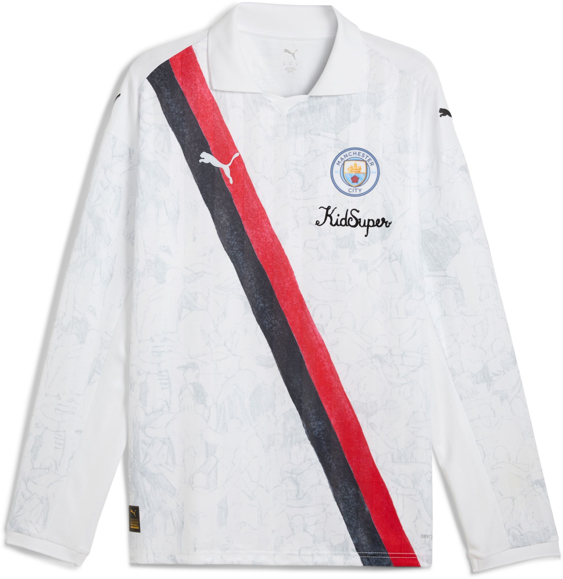 PUMA Adult Manchester City 2025 White KidSuper Home Replica Long Sleeve Jersey product image