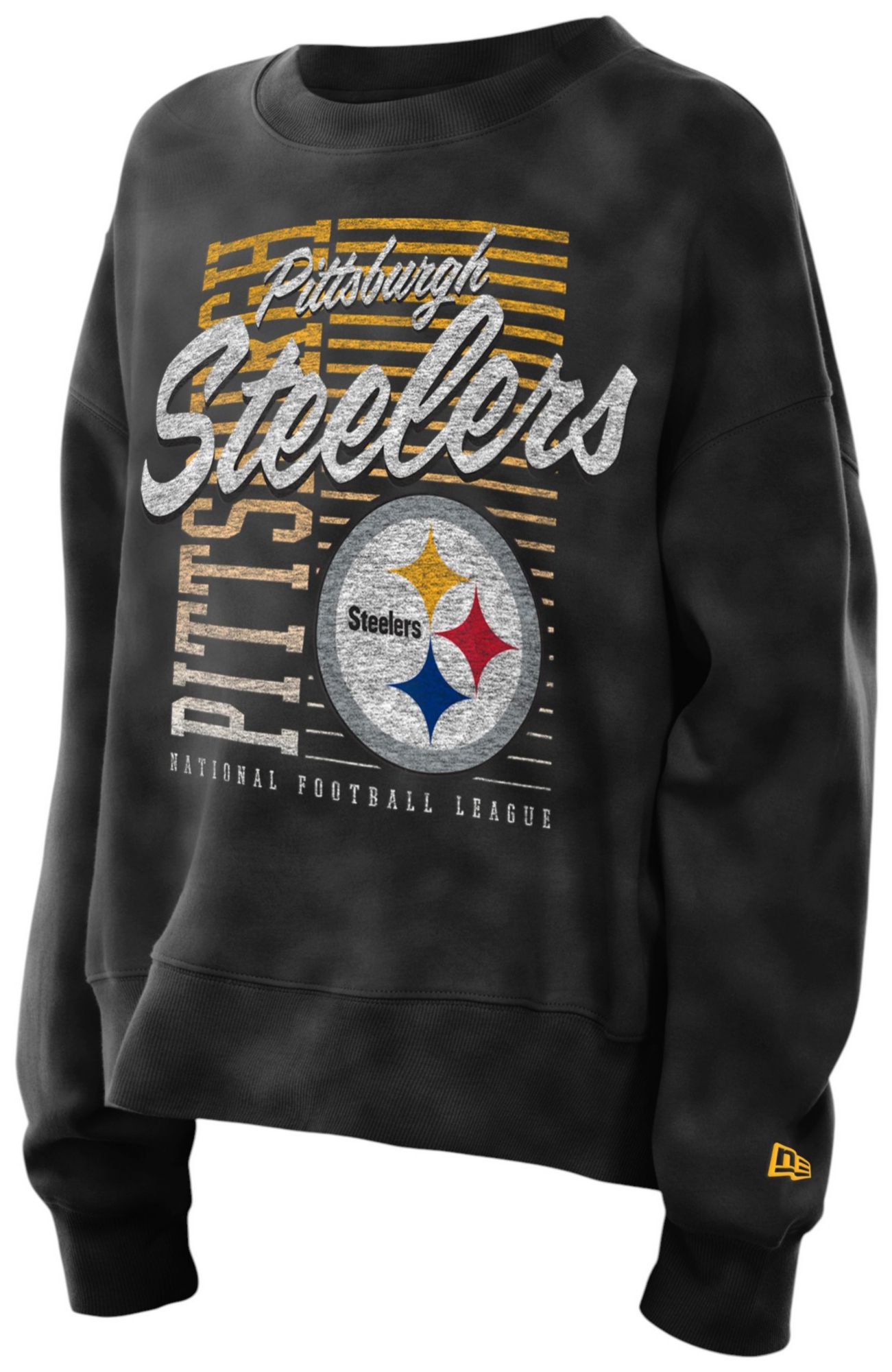 New Era Women's Pittsburgh Steelers Black Washed Crewneck Sweatshirt product image