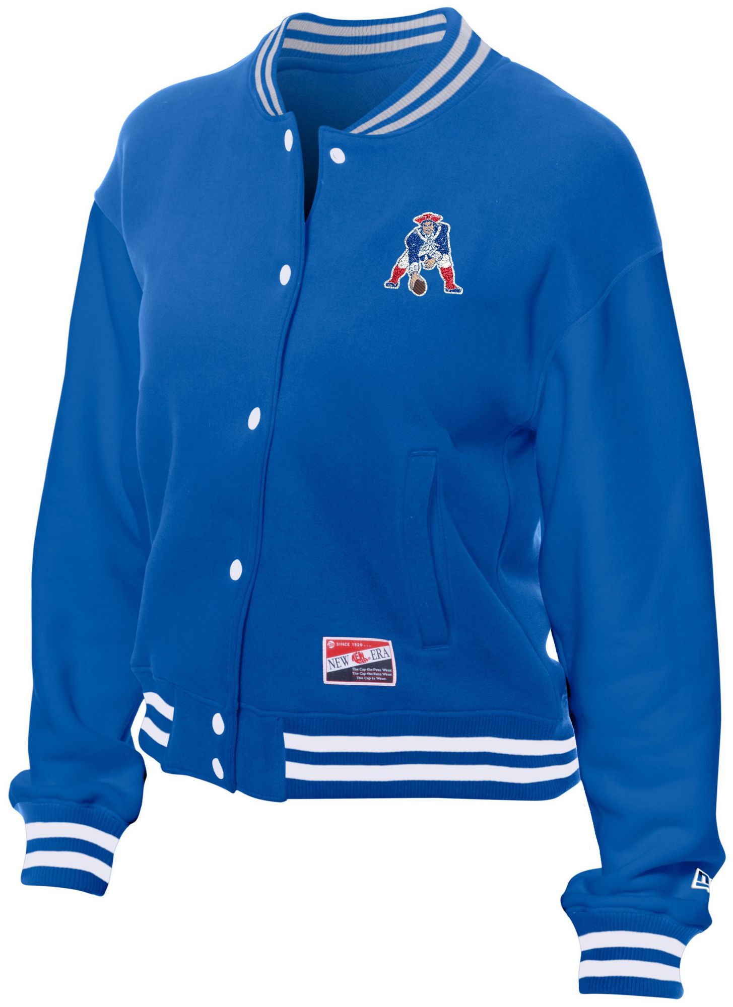 New Era Women's New England Patriots Blue Poly Snap Varsity Jacket product image