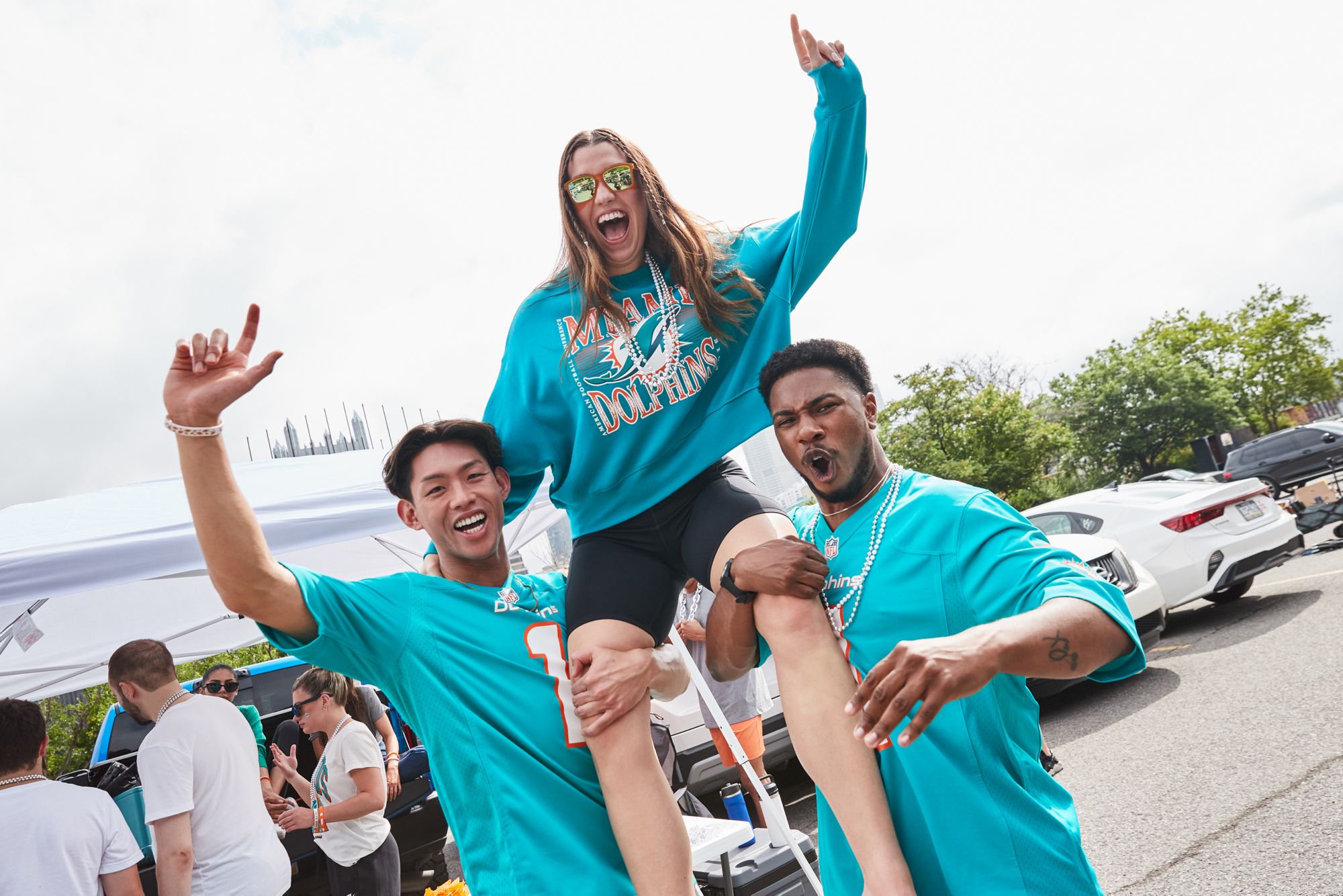 New Era Women's Miami Dolphins Turquoise Tech Crew Pullover Sweatshirt product image