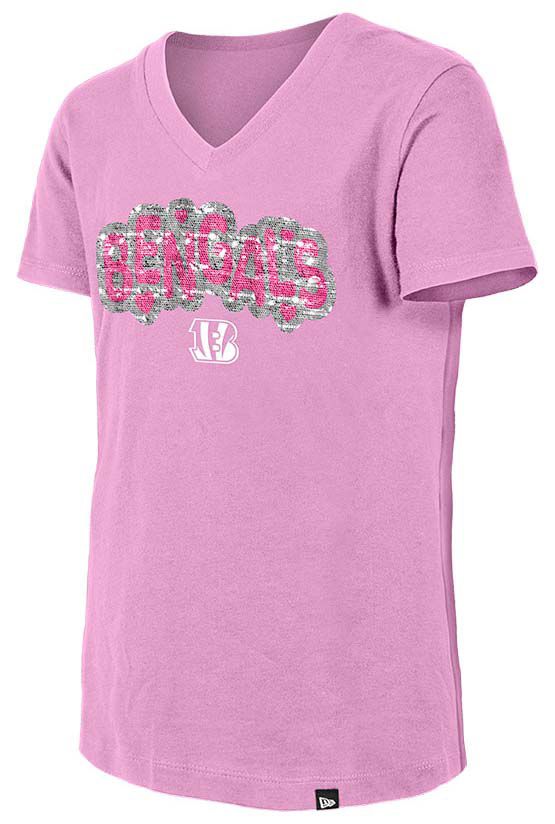 New Era Girls' Cincinnati Bengals Pastel Pink Sequin Flip T-Shirt product image