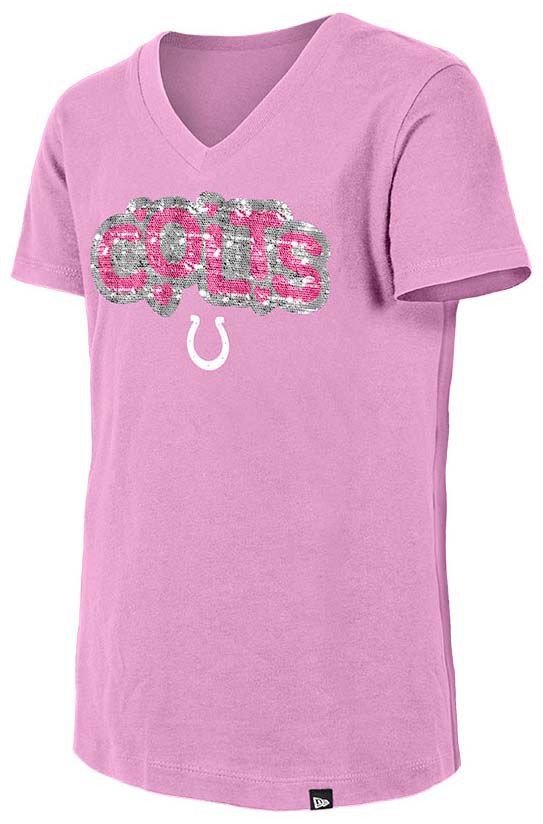 New Era Girls' Indianapolis Colts Pastel Pink Sequin Flip T-Shirt product image