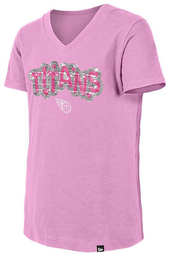 New Era Girls' Tennessee Titans Pastel Pink Sequin Flip T-Shirt product image