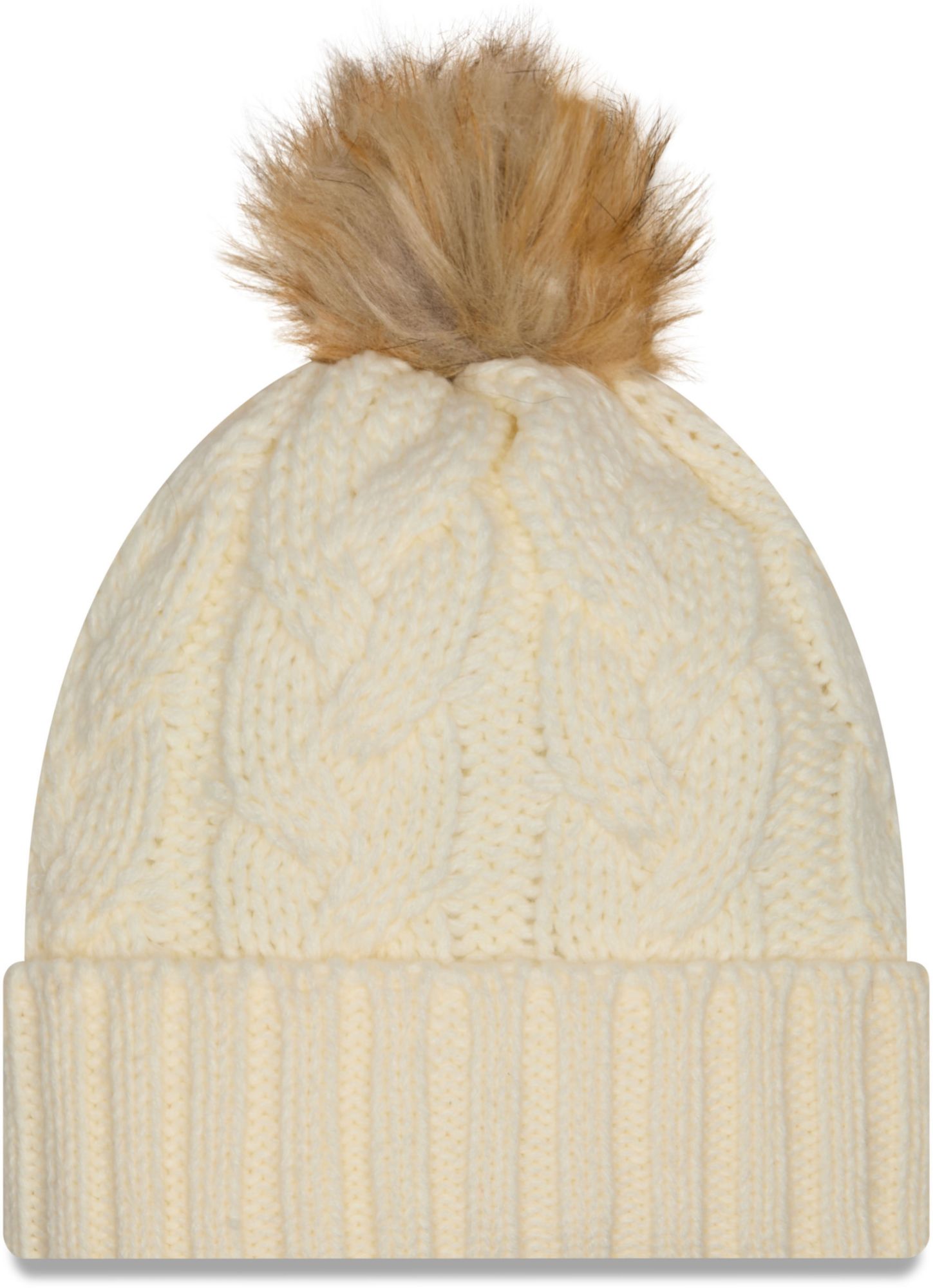 New Era Women's Detroit Lions White Fur Pom Cuffed Knit Beanie product image