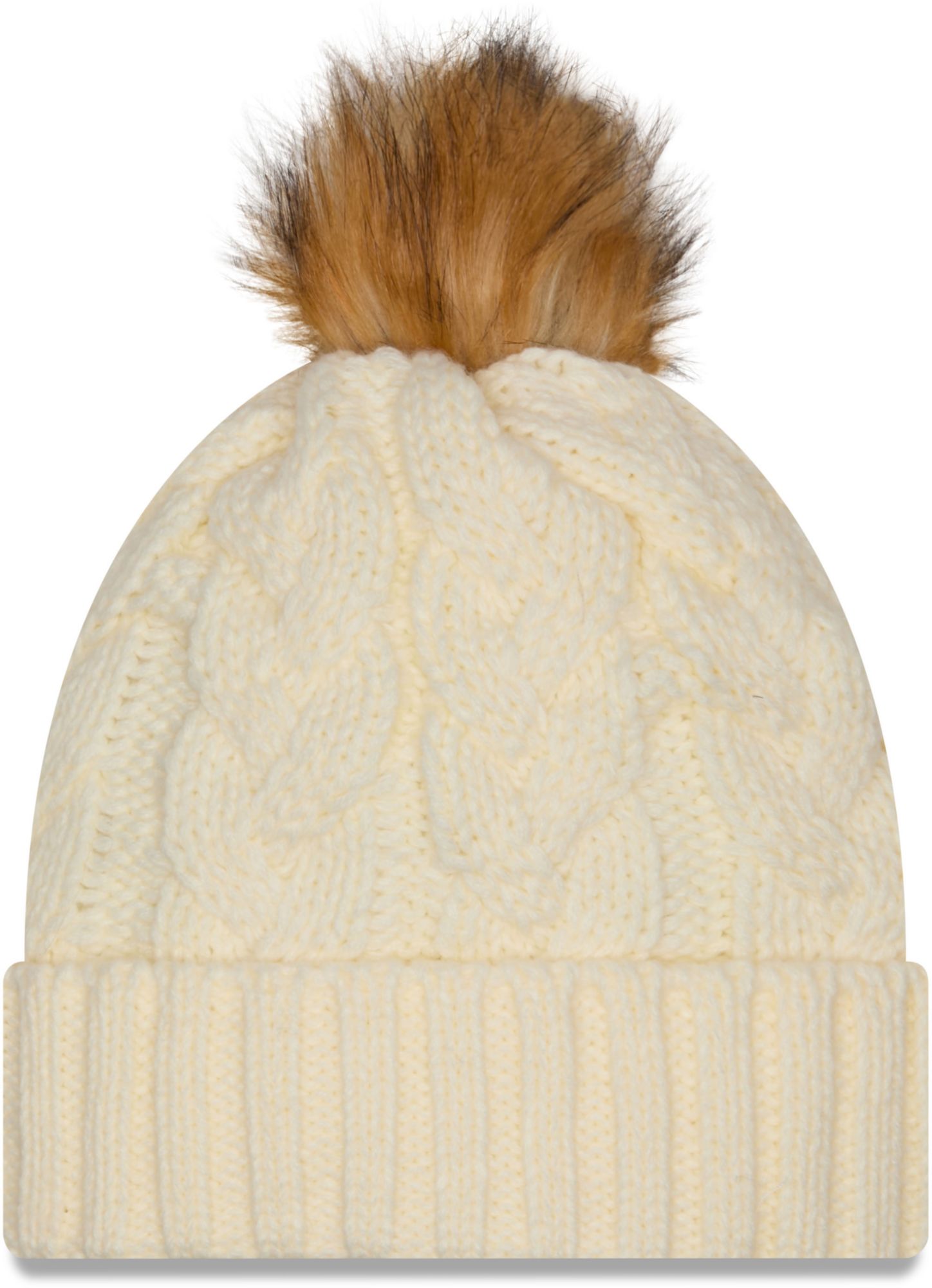 New Era Women's Pittsburgh Steelers White Fur Pom Cuffed Knit Beanie product image