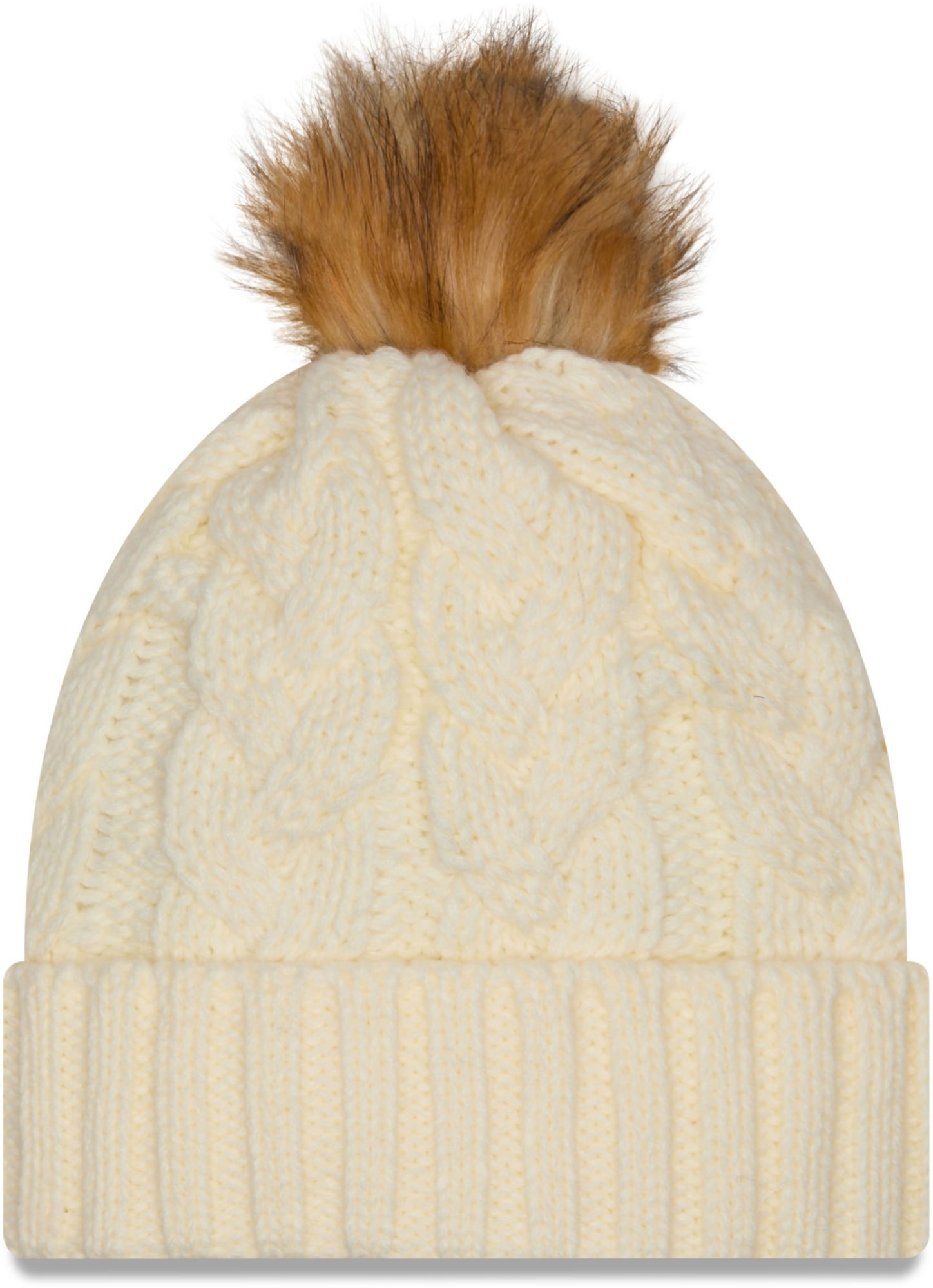 New Era Women's Washington Commanders White Fur Pom Cuffed Knit
