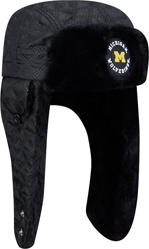 New Era Adult Michigan Wolverines Black Quilted Trapper Knit Hat product image