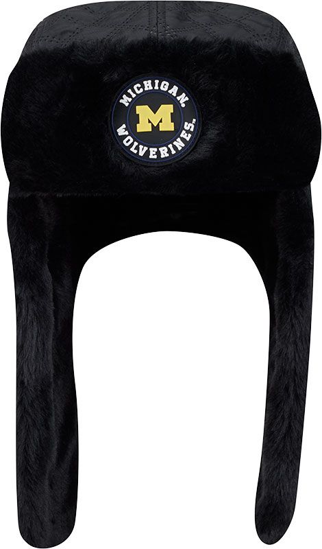 New Era Adult Michigan Wolverines Black Quilted Trapper Knit Hat product image