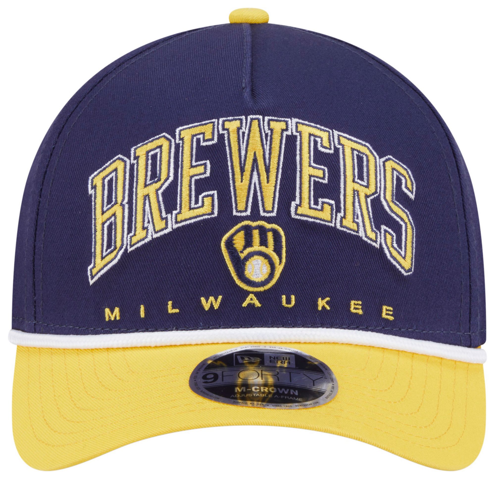 New Era Adult Milwaukee Brewers Navy Arch Meduim Crown 9Forty Adjustable Hat product image