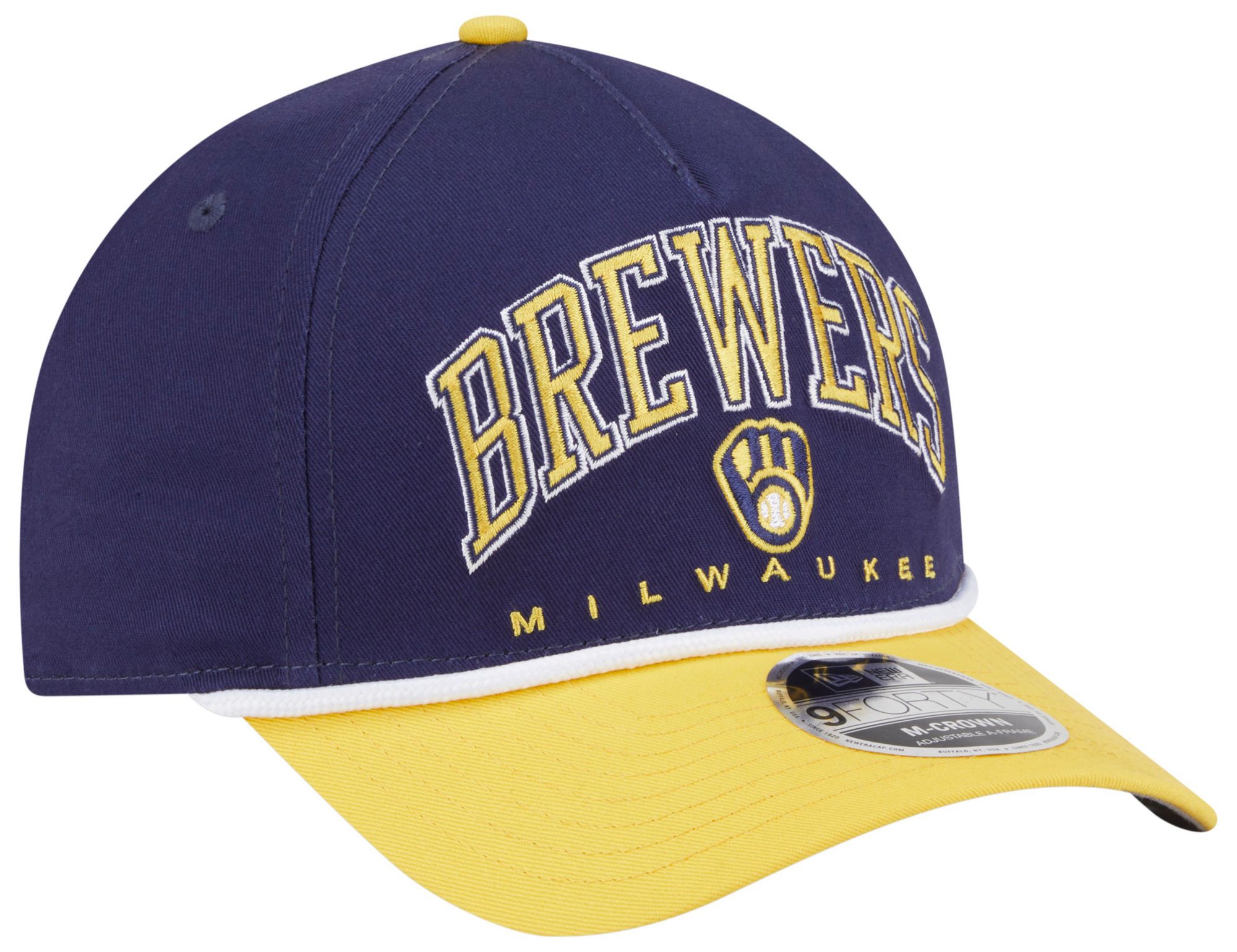 New Era Adult Milwaukee Brewers Navy Arch Meduim Crown 9Forty Adjustable Hat product image