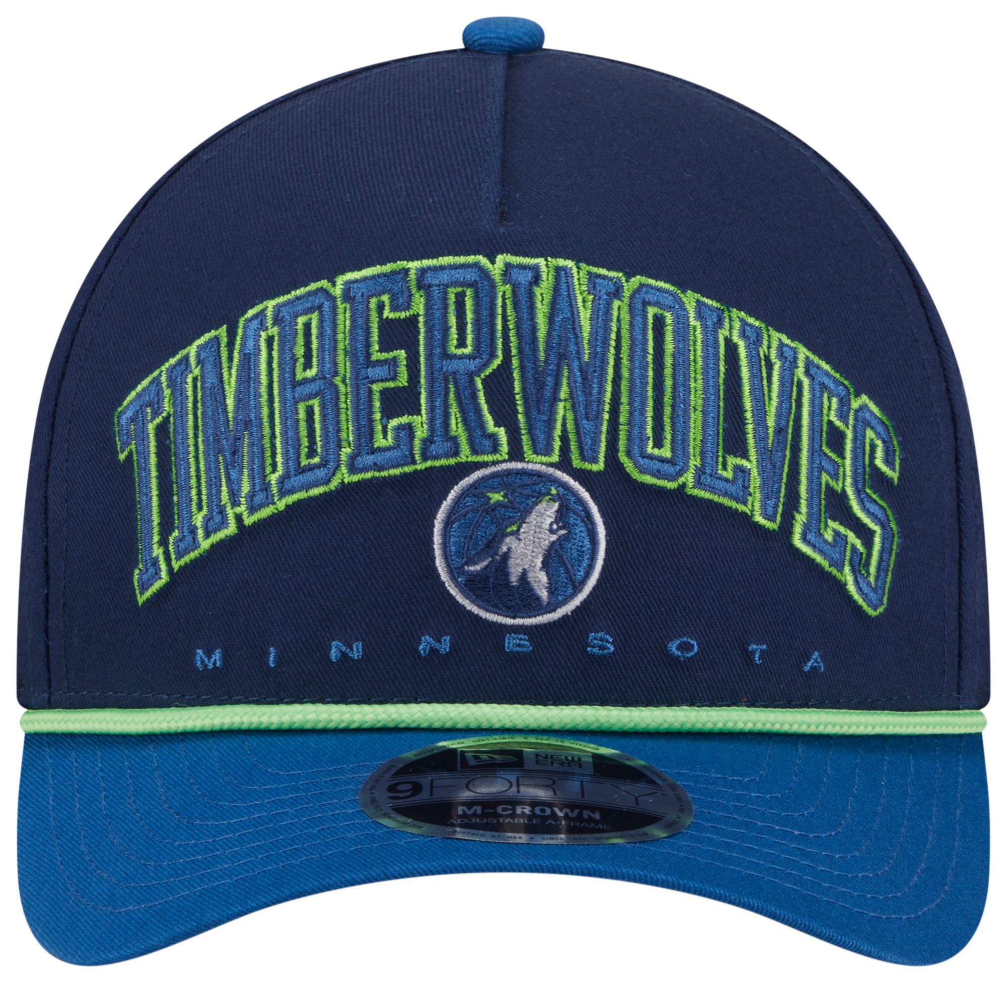 New Era Adult Minnesota Timberwolves Navy Arch Rope 9Forty M-Crown A-Frame Adjustable Hat product image