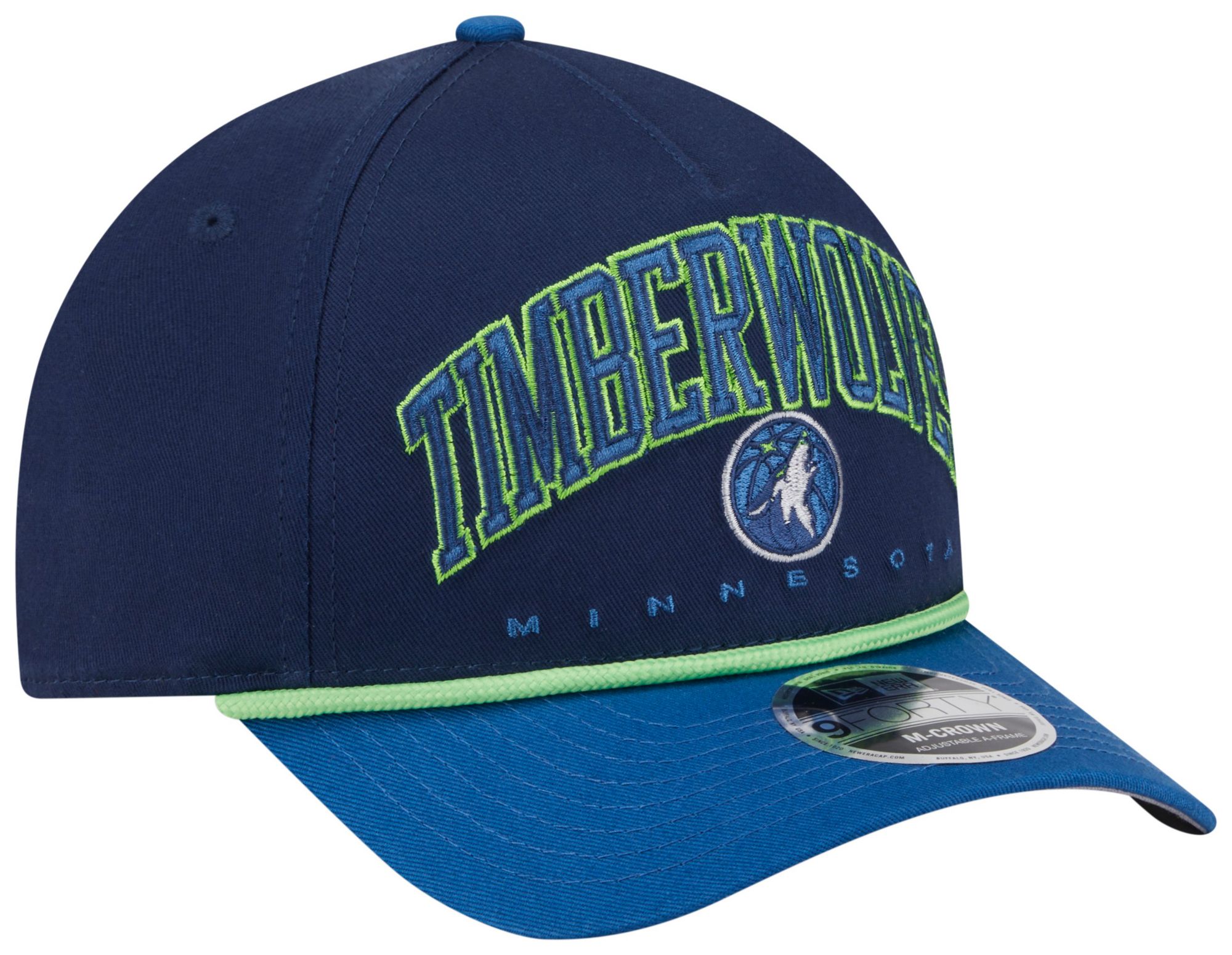 New Era Adult Minnesota Timberwolves Navy Arch Rope 9Forty M-Crown A-Frame Adjustable Hat product image