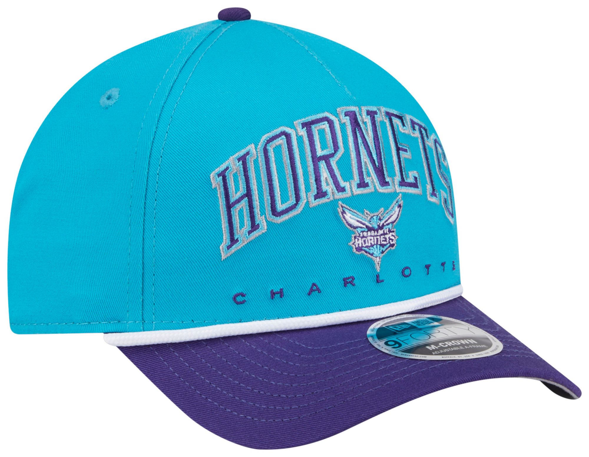 New Era Adult Charlotte Hornets Teal Arch Rope 9Forty M-Crown A-Frame Adjustable Hat product image