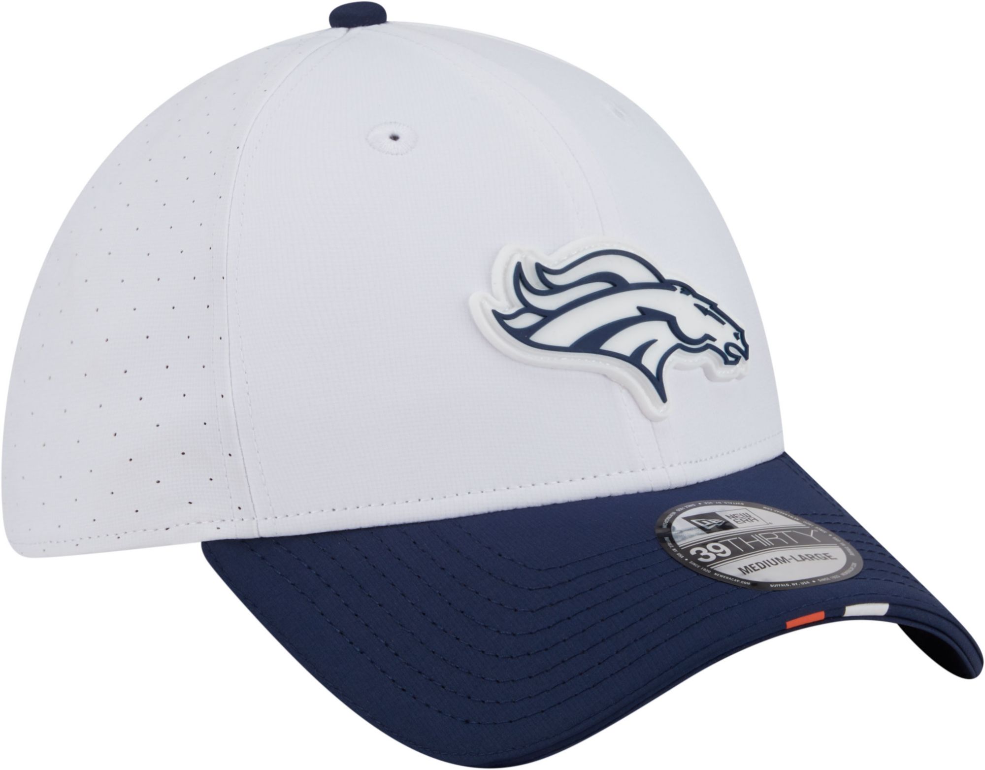 New Era Adult Denver Broncos Training Camp 2025 White 39Thirty Stretch Fit Hat product image