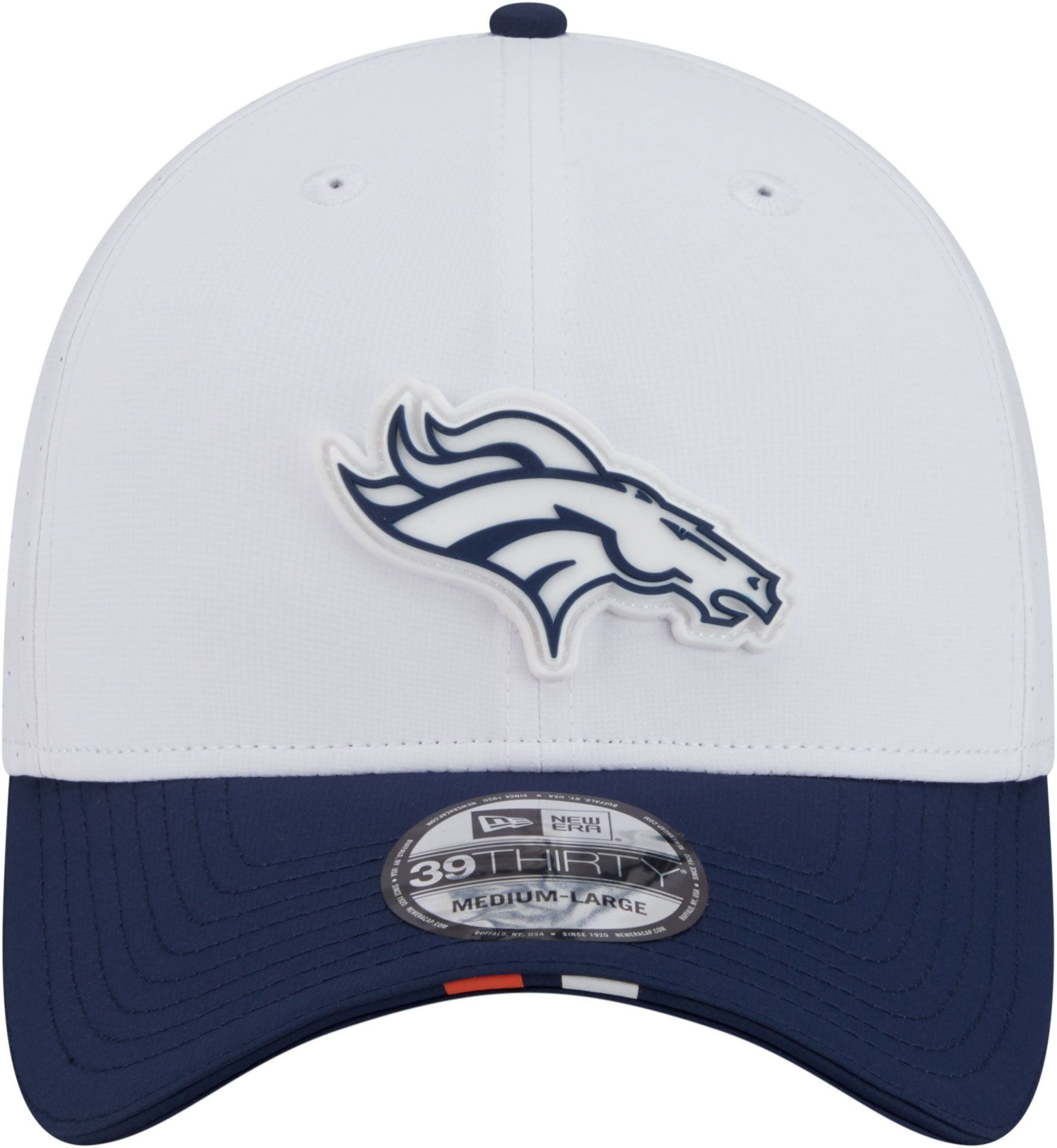 New Era Adult Denver Broncos Training Camp 2025 White 39Thirty Stretch Fit Hat product image