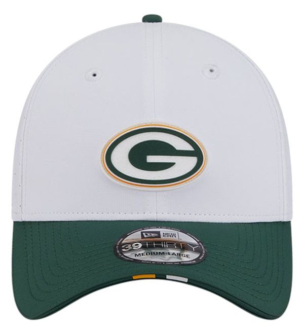 New Era Adult Green Bay Packers Training Camp 2025 White 39Thirty Stretch Fit Hat product image