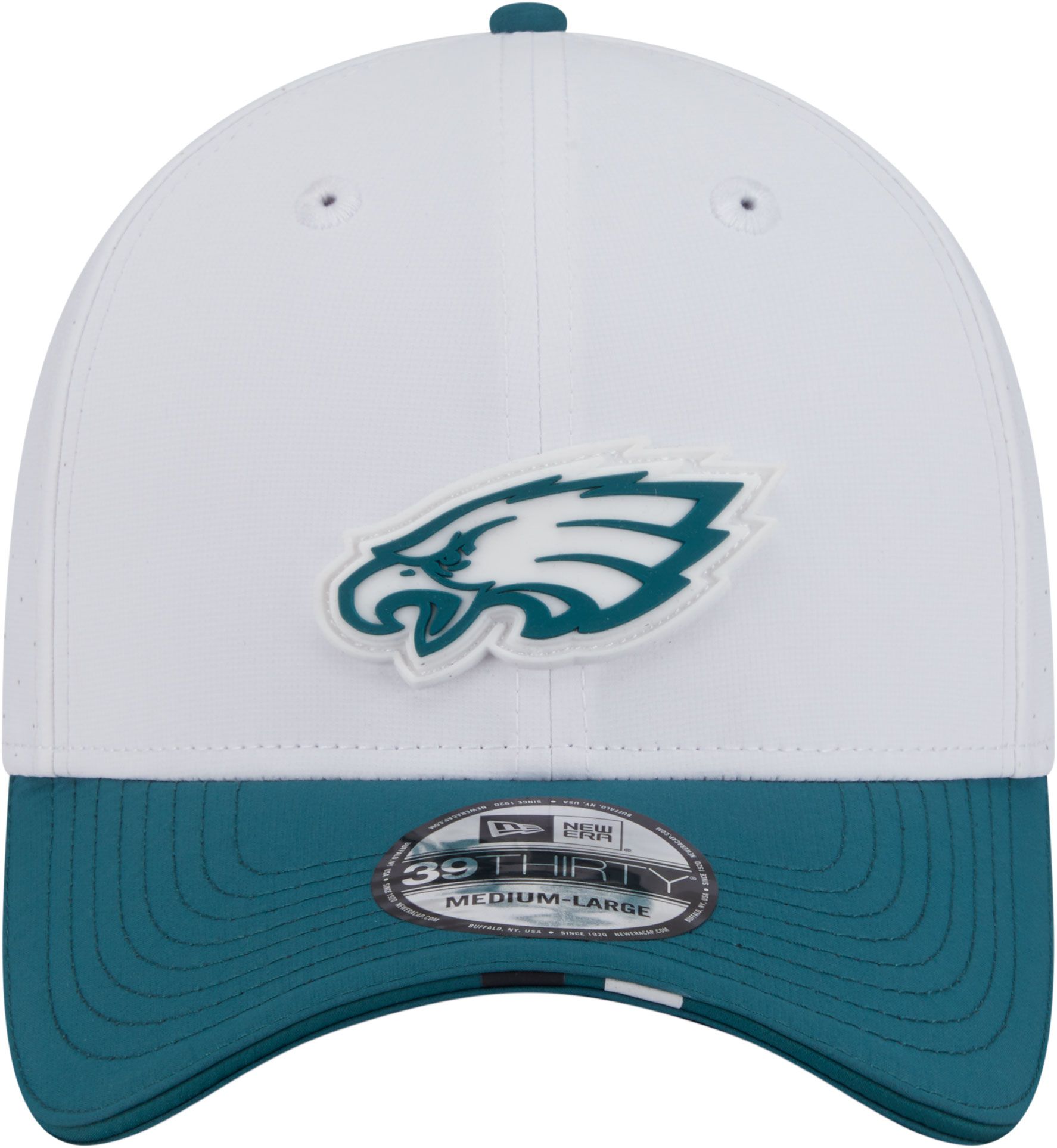 New Era Adult Philadelphia Eagles Training Camp 2025 White 39Thirty Stretch Fit Hat product image