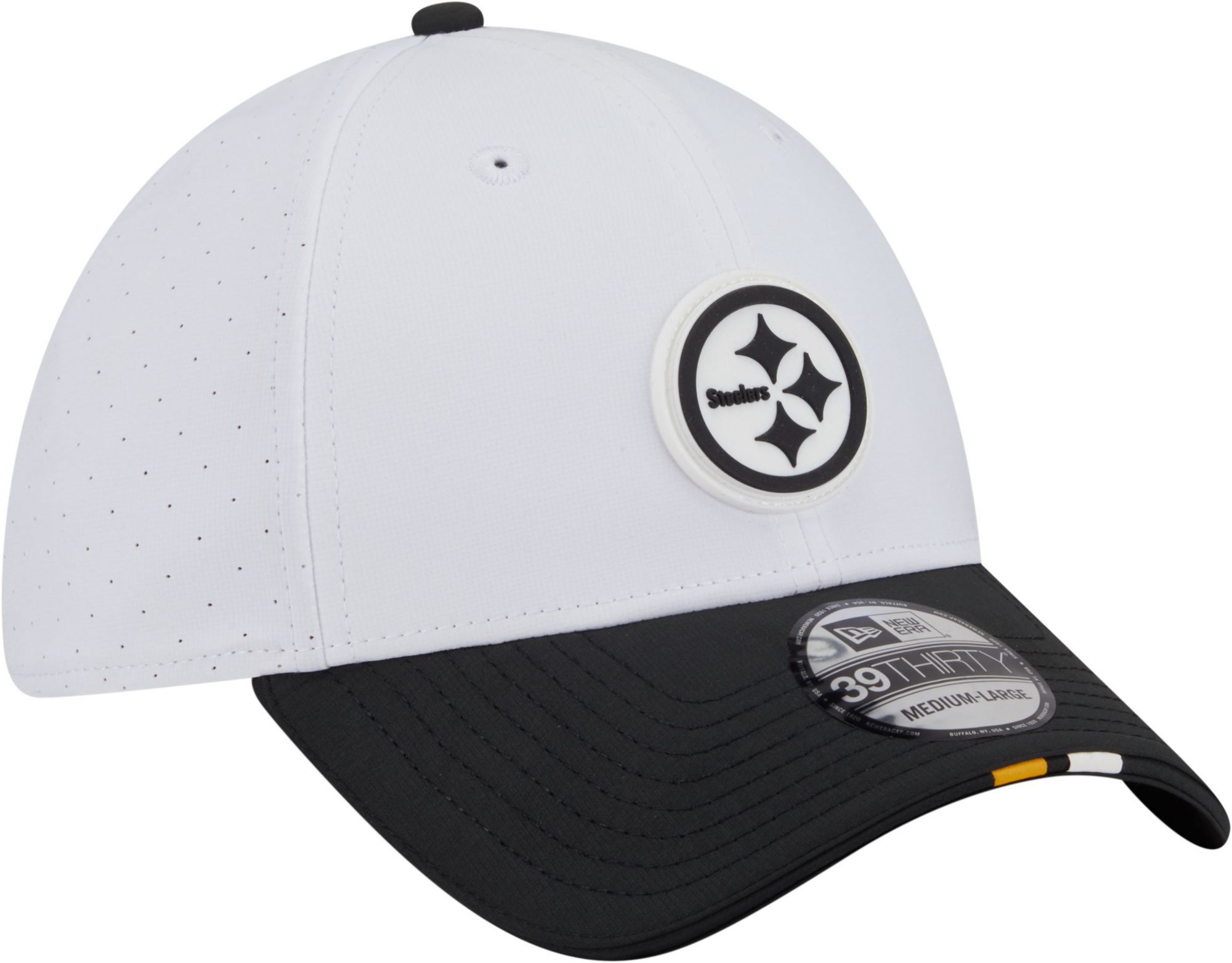 New Era Adult Pittsburgh Steelers Training Camp 2025 White 39Thirty Stretch Fit Hat product image