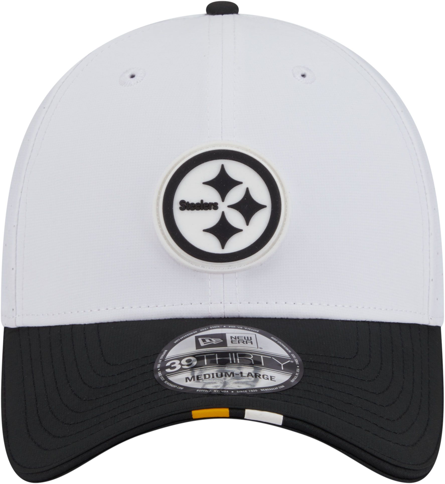 New Era Adult Pittsburgh Steelers Training Camp 2025 White 39Thirty Stretch Fit Hat product image