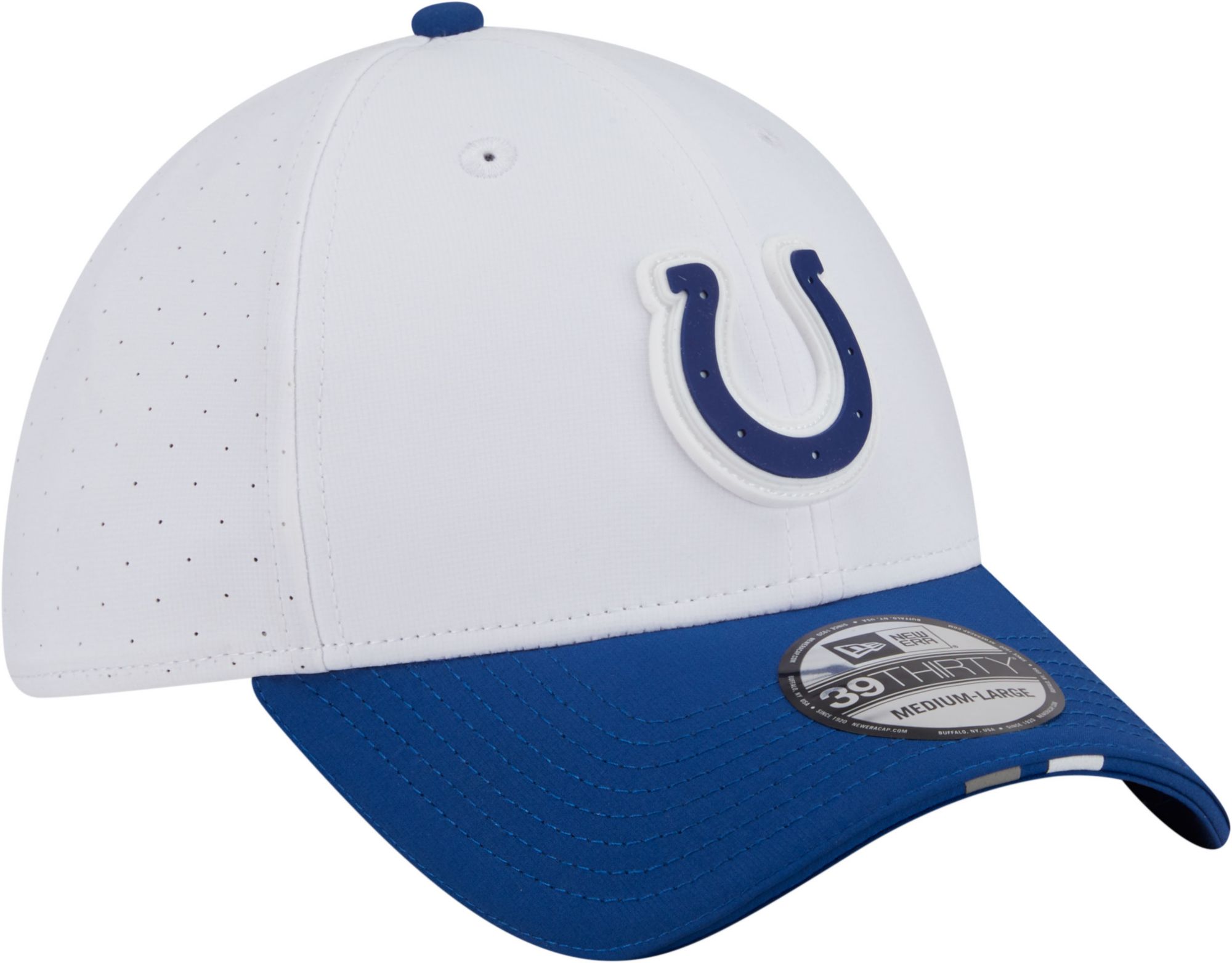 New Era Adult Indianapolis Colts Training Camp 2025 White 39Thirty Stretch Fit Hat product image
