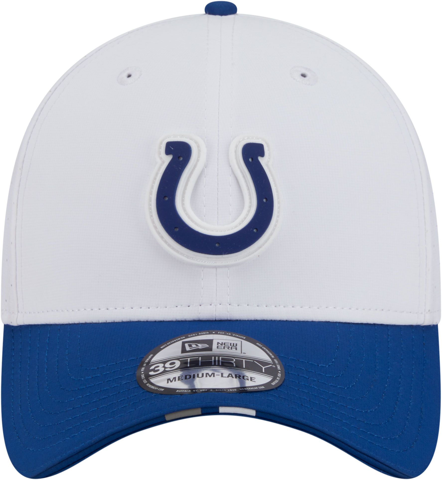 New Era Adult Indianapolis Colts Training Camp 2025 White 39Thirty Stretch Fit Hat product image
