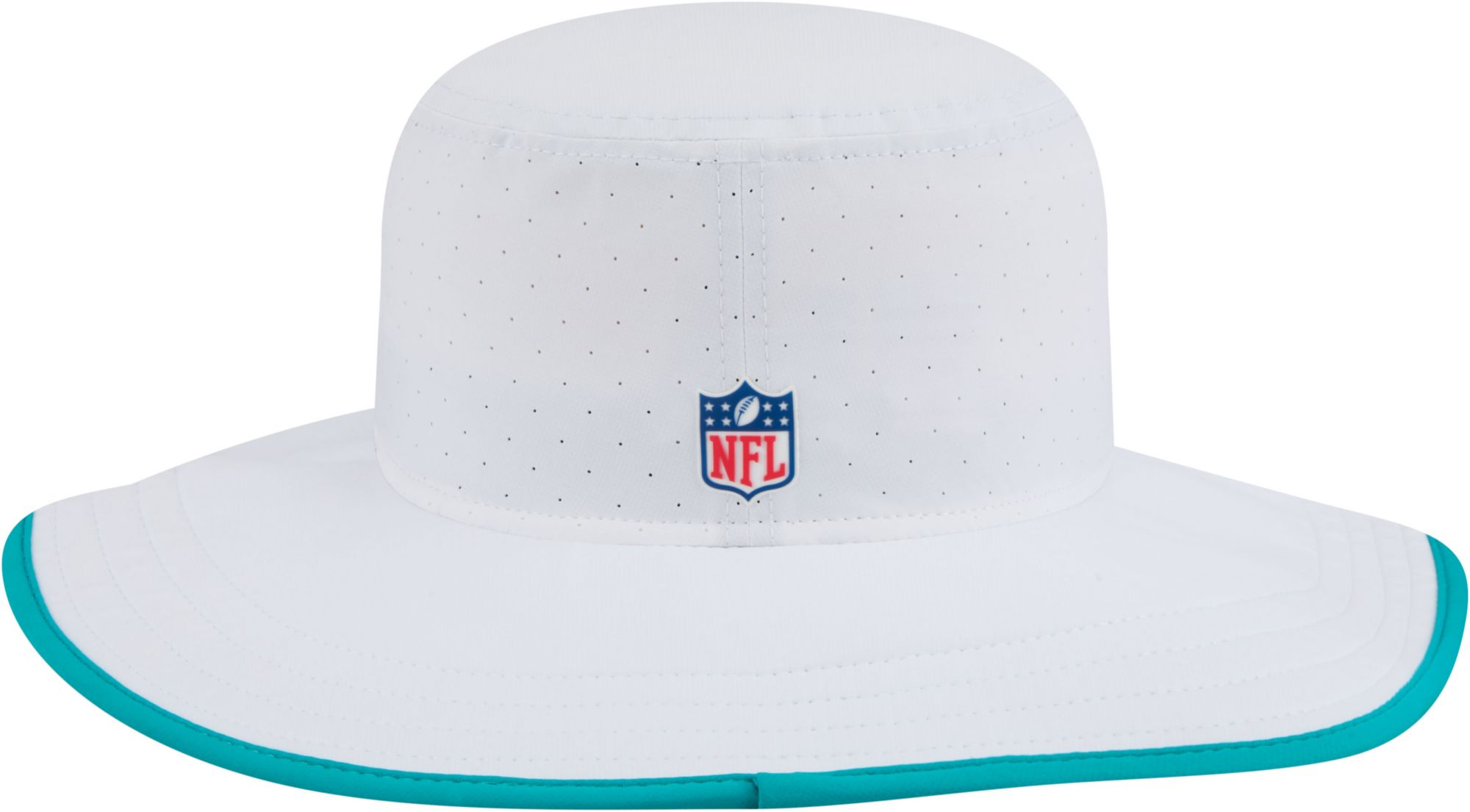 New Era Adult Miami Dolphins Training Camp 2025 Panama White Adjustable Bucket Hat product image