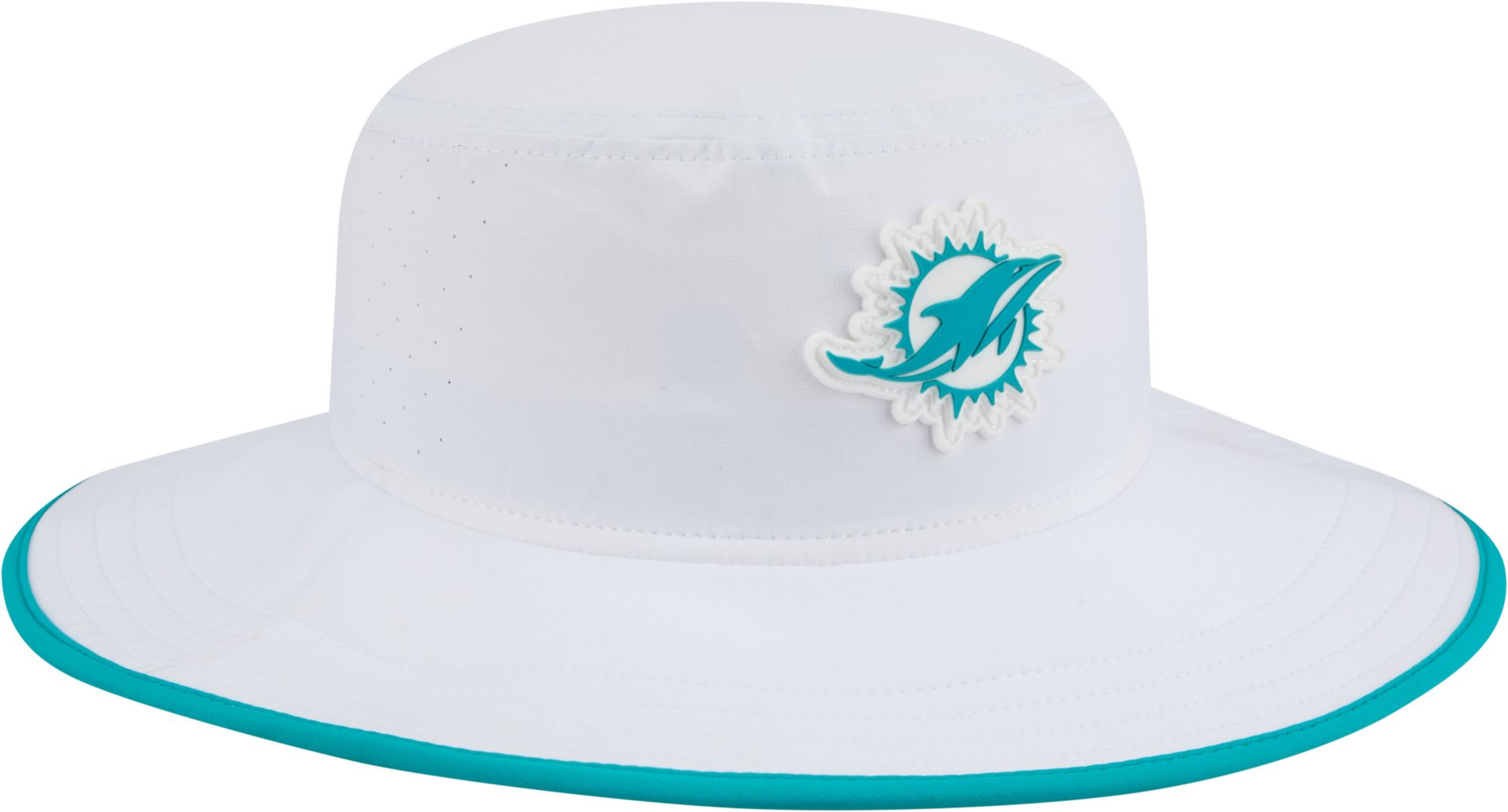 New Era Adult Miami Dolphins Training Camp 2025 Panama White Adjustable Bucket Hat product image