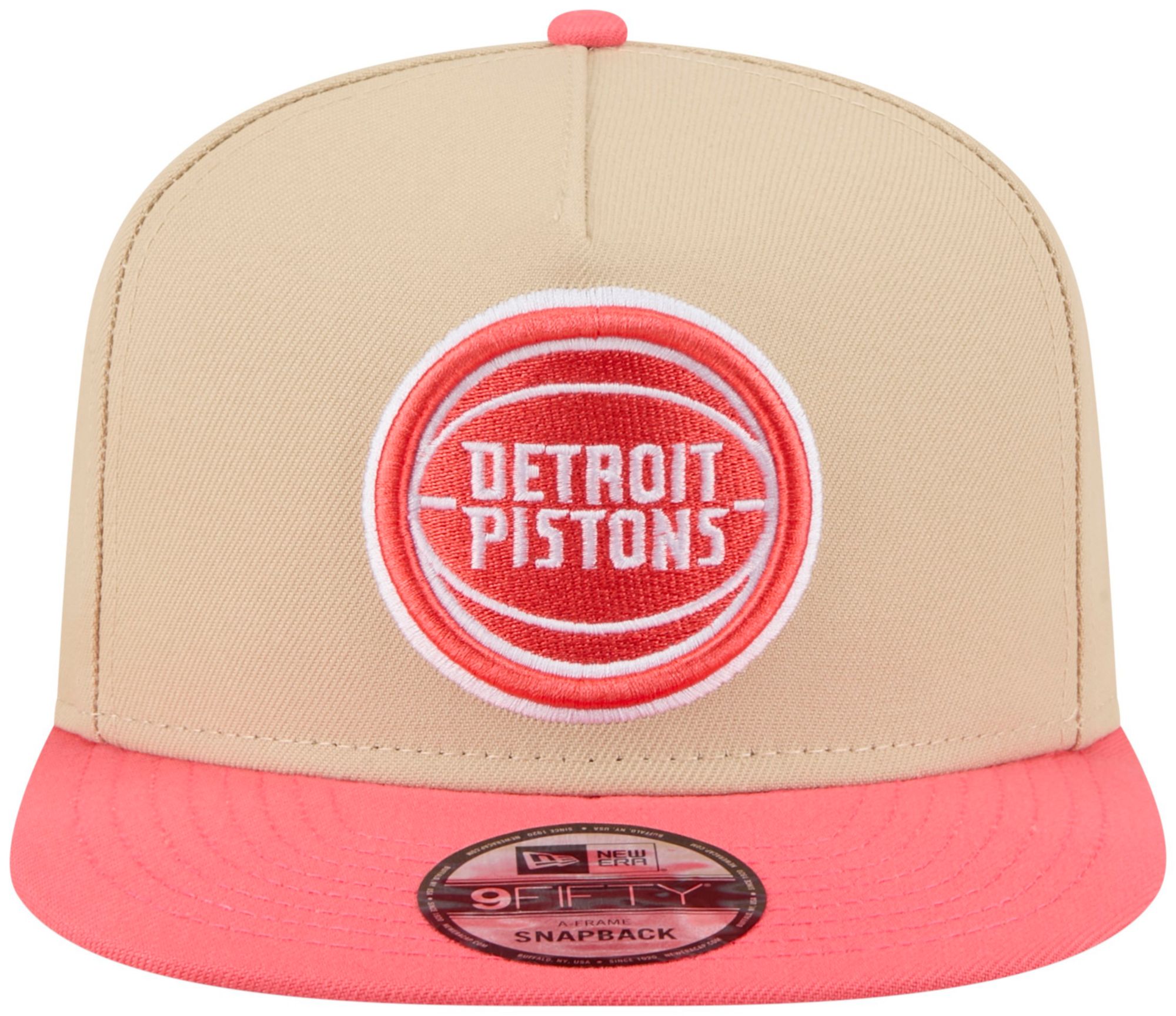New Era Adult Detroit Pistons Tan Two Tone 9Fifty A-Frame Adjustable Hat product image