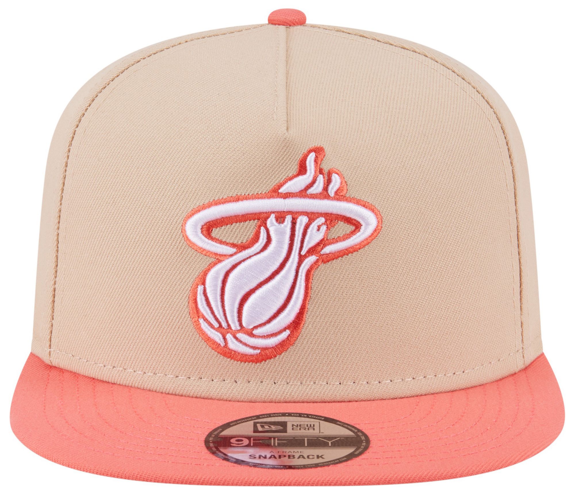 New Era Adult Miami Heat Tan Two Tone 9Fifty A-Frame Adjustable Hat product image