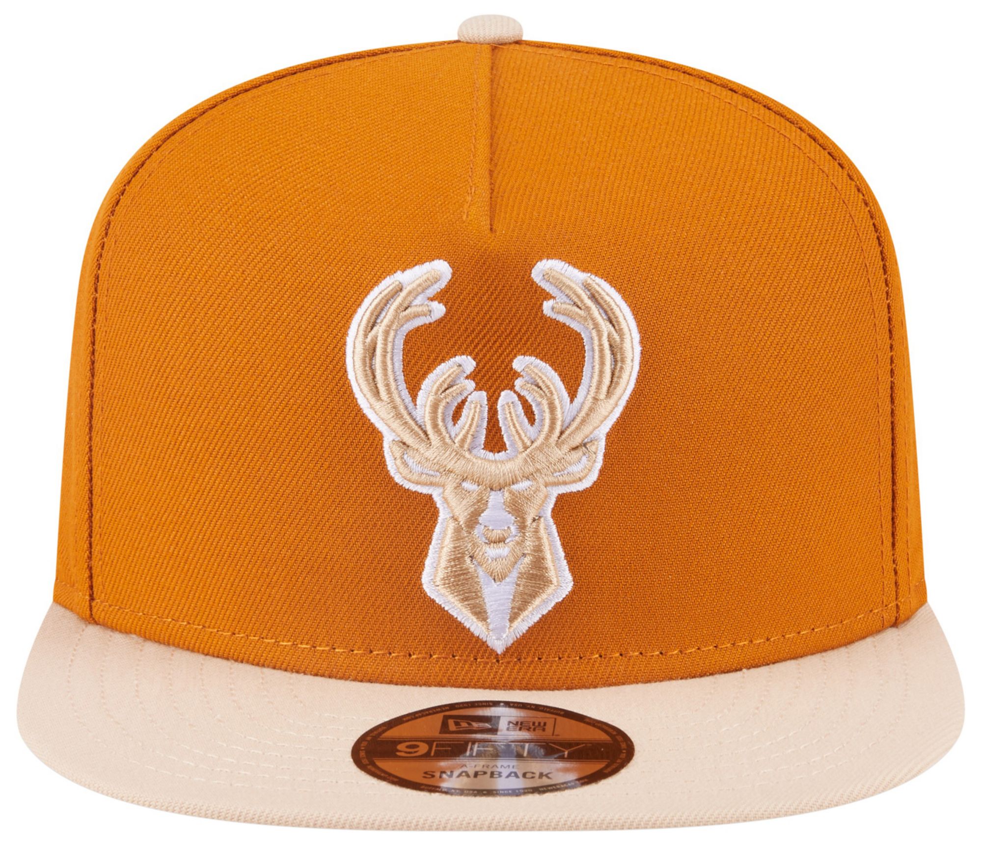 New Era Adult Milwaukee Bucks Brown Two Tone 9Fifty A-Frame Adjustable Hat product image