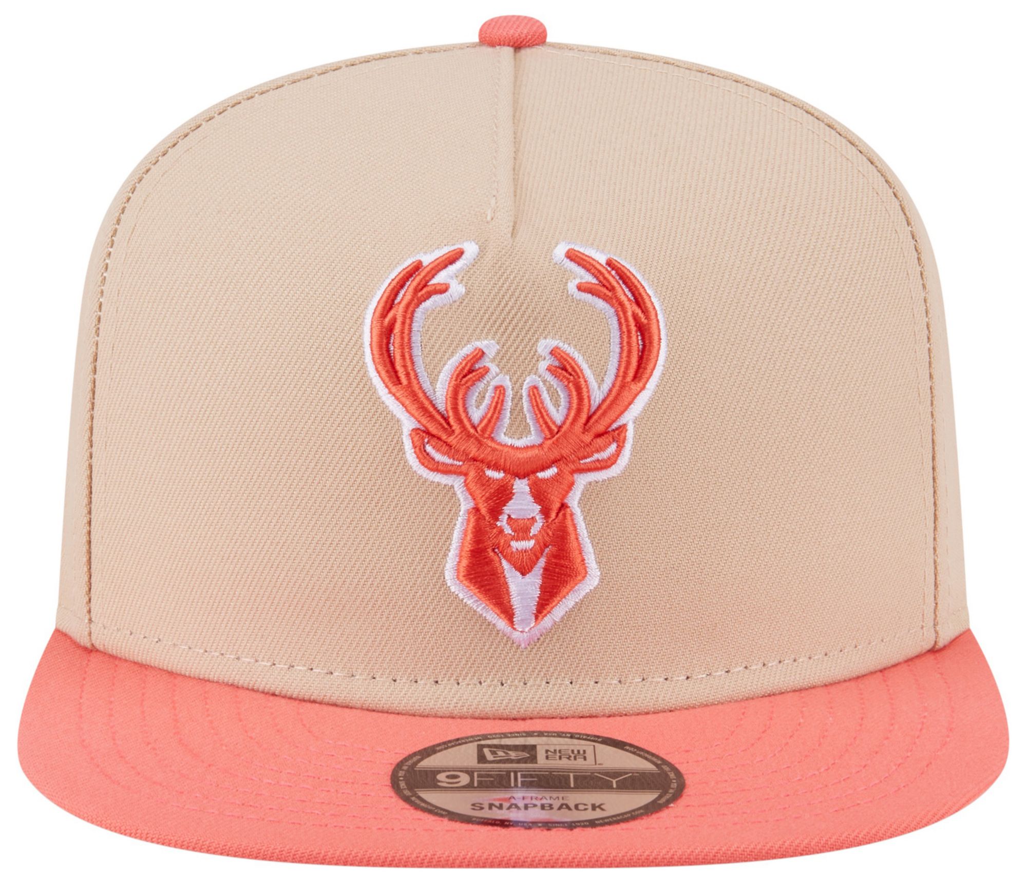 New Era Adult Milwaukee Bucks Tan Two Tone 9Fifty A-Frame Adjustable Hat product image