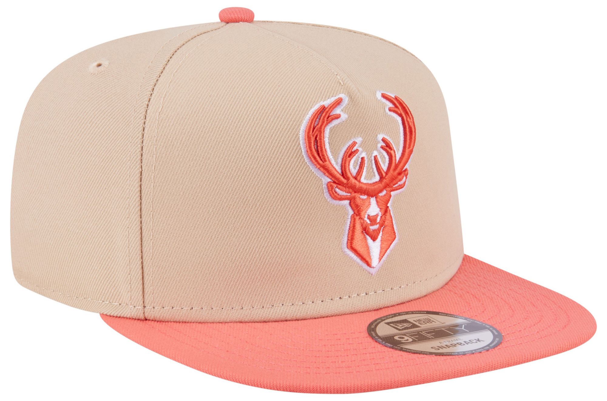 New Era Adult Milwaukee Bucks Tan Two Tone 9Fifty A-Frame Adjustable Hat product image