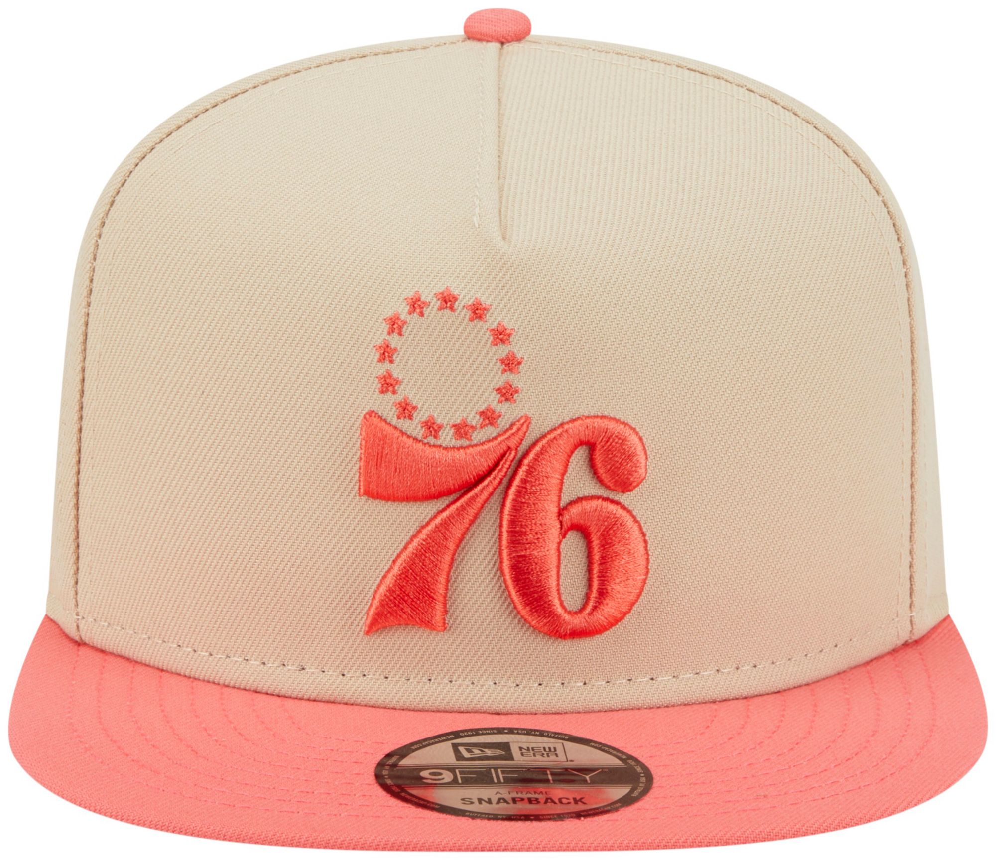 New Era Adult Philadelphia 76ers Tan Two Tone 9Fifty A-Frame Adjustable Hat product image