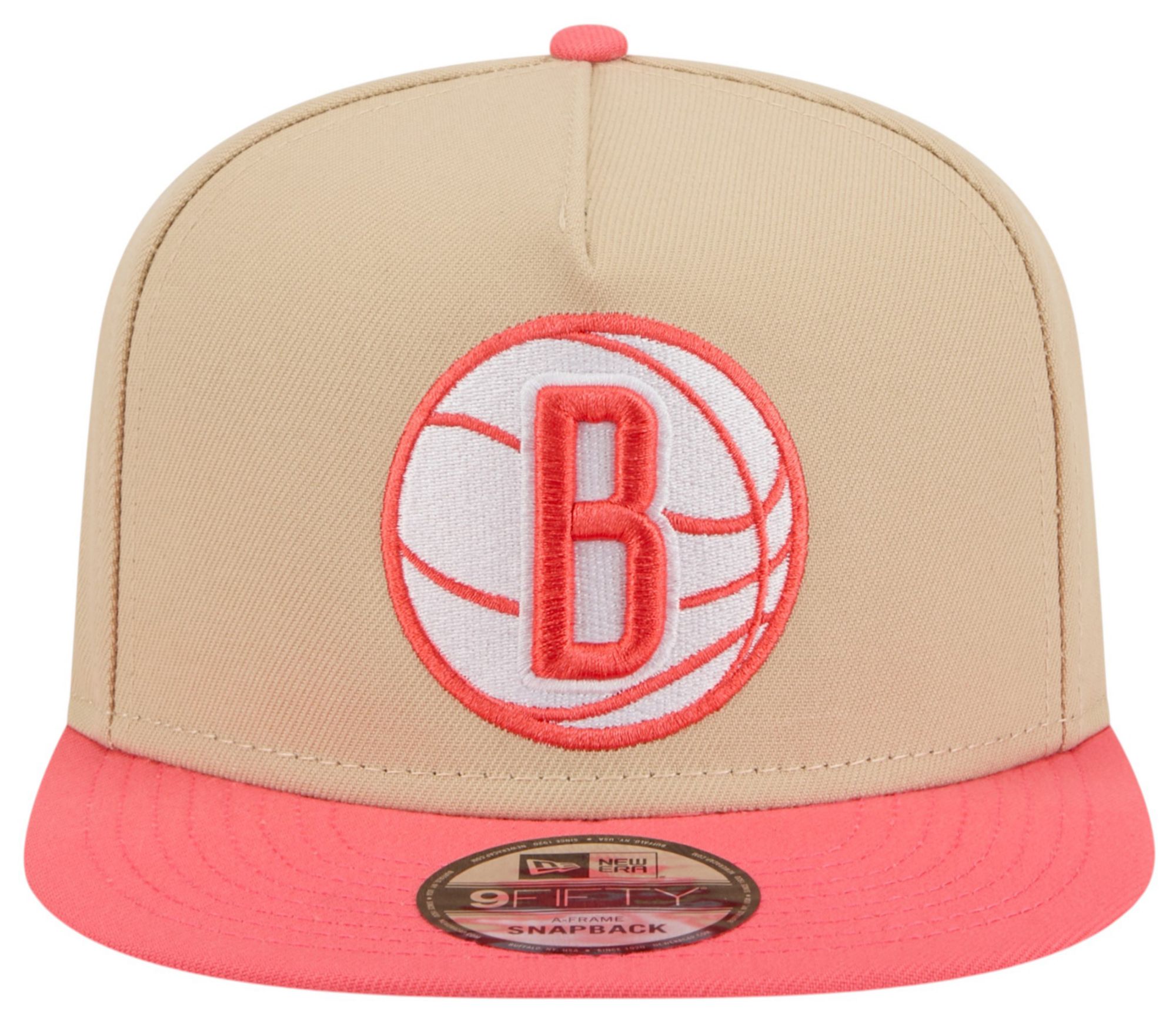 New Era Adult Brooklyn Nets Tan Two Tone 9Fifty A-Frame Adjustable Hat product image