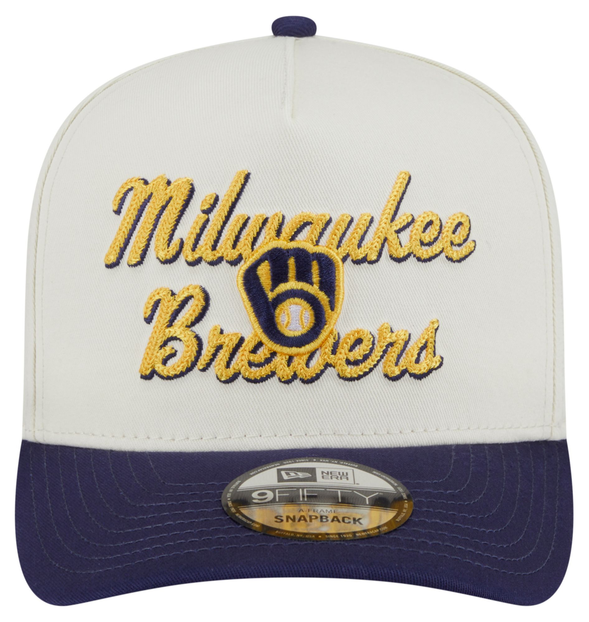 New Era Adult Milwaukee Brewers White Chainstitch 9Fifty A-Frame Adjustable Hat product image