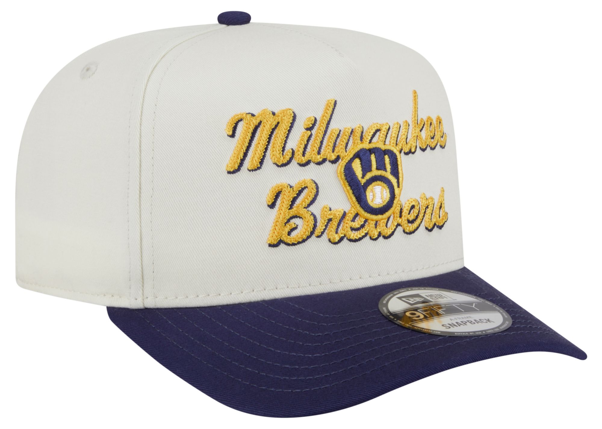 New Era Adult Milwaukee Brewers White Chainstitch 9Fifty A-Frame Adjustable Hat product image