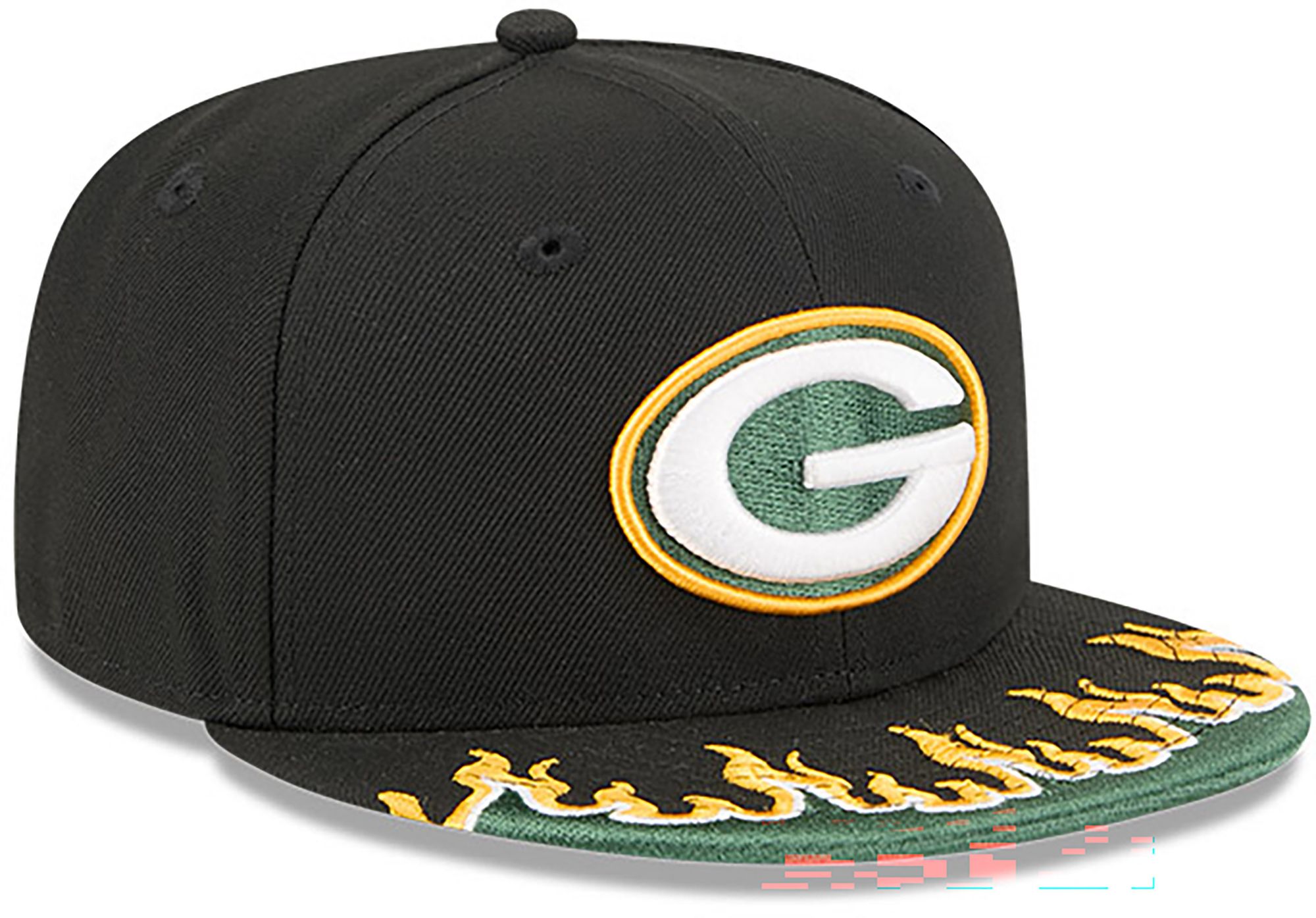 New Era Youth Green Bay Packers Black Flame 9Fifty Adjustable Hat product image