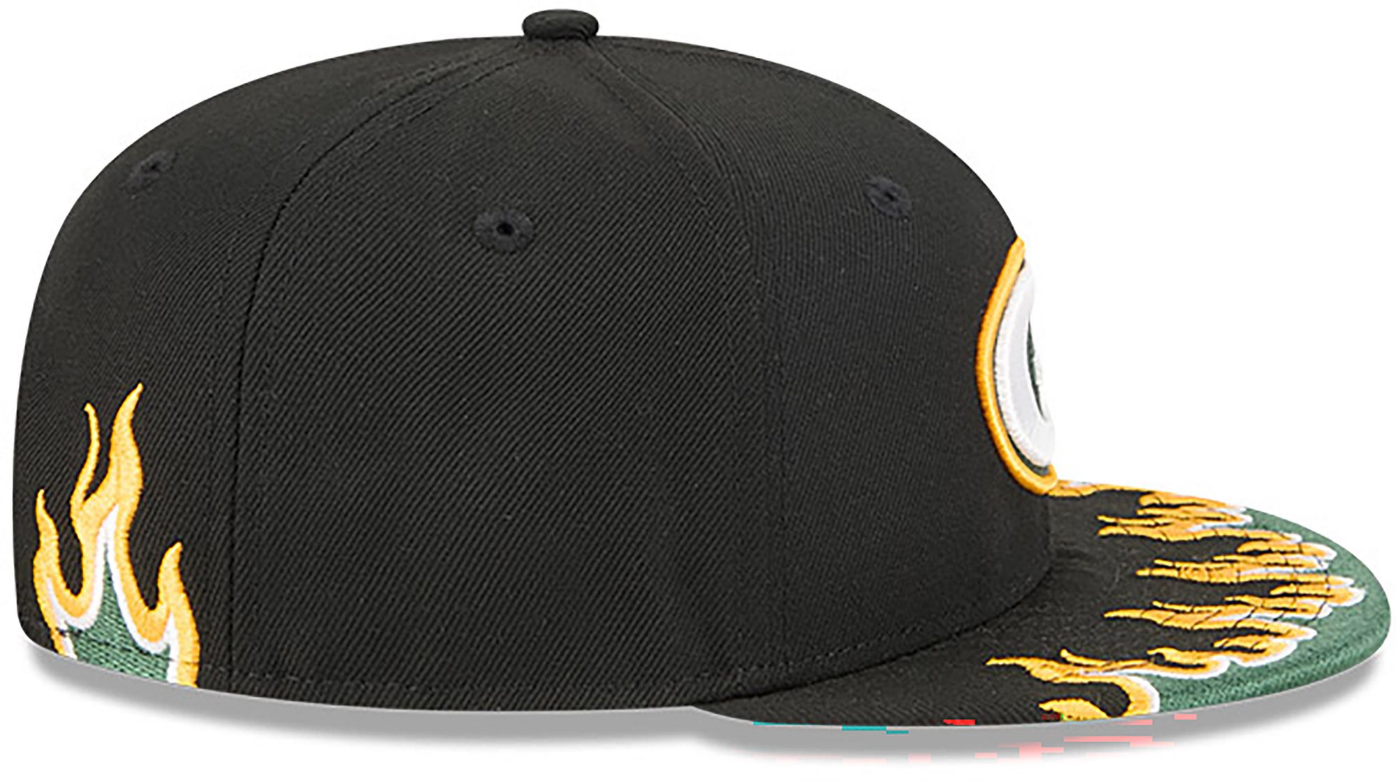 New Era Youth Green Bay Packers Black Flame 9Fifty Adjustable Hat product image