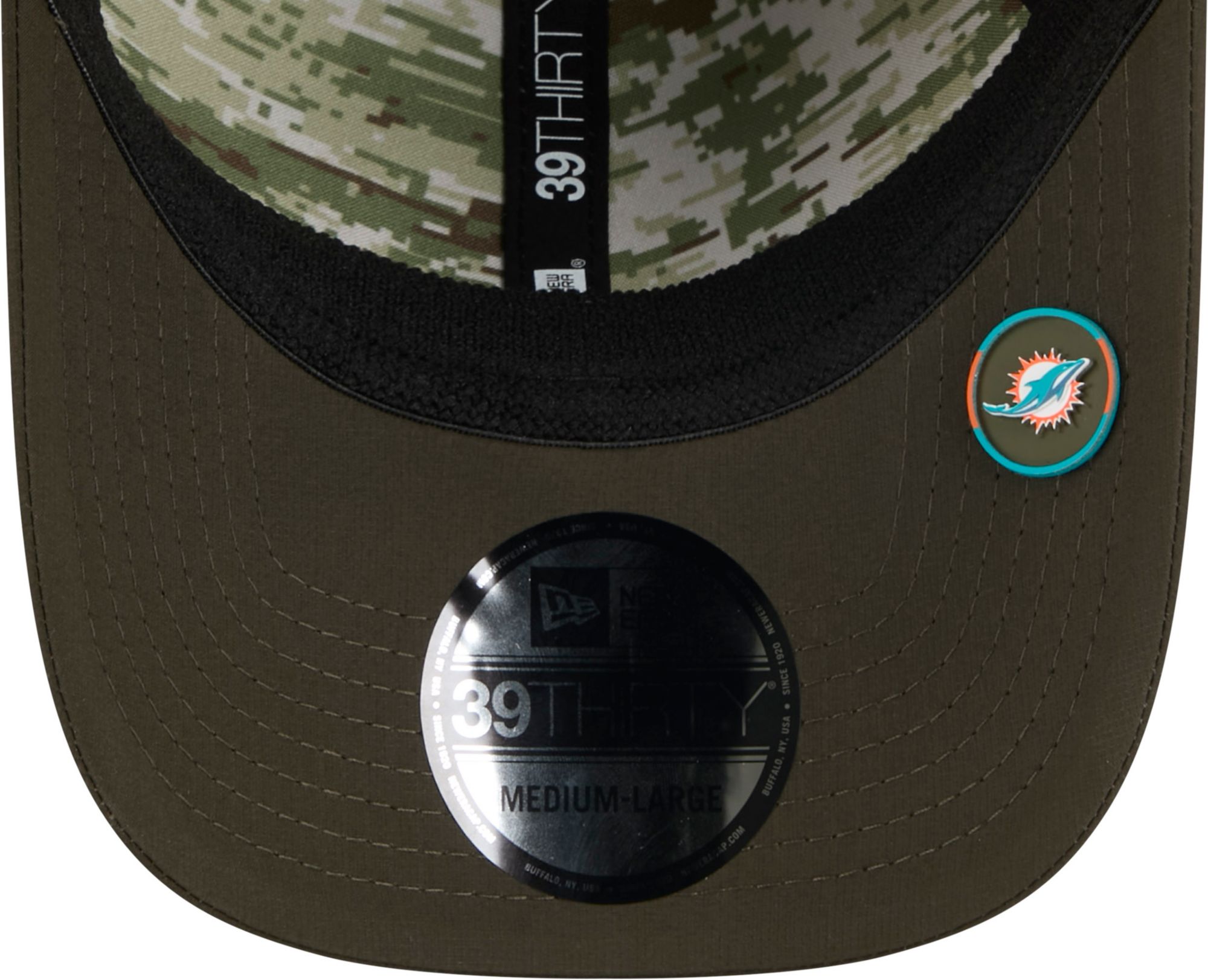 New Era Adult Miami Dolphins Dark Moss Salute To Service 2025 39Thirty Stretch Fit Hat product image