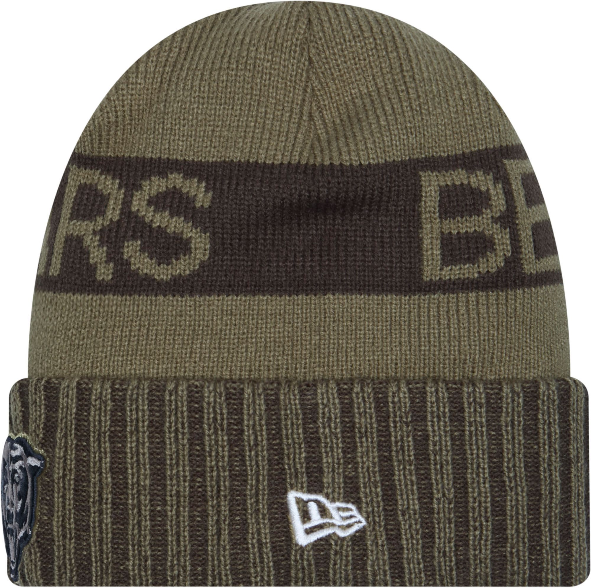 New Era Adult Chicago Bears Salute To Service 2025 Olive Green Knit Beanie product image