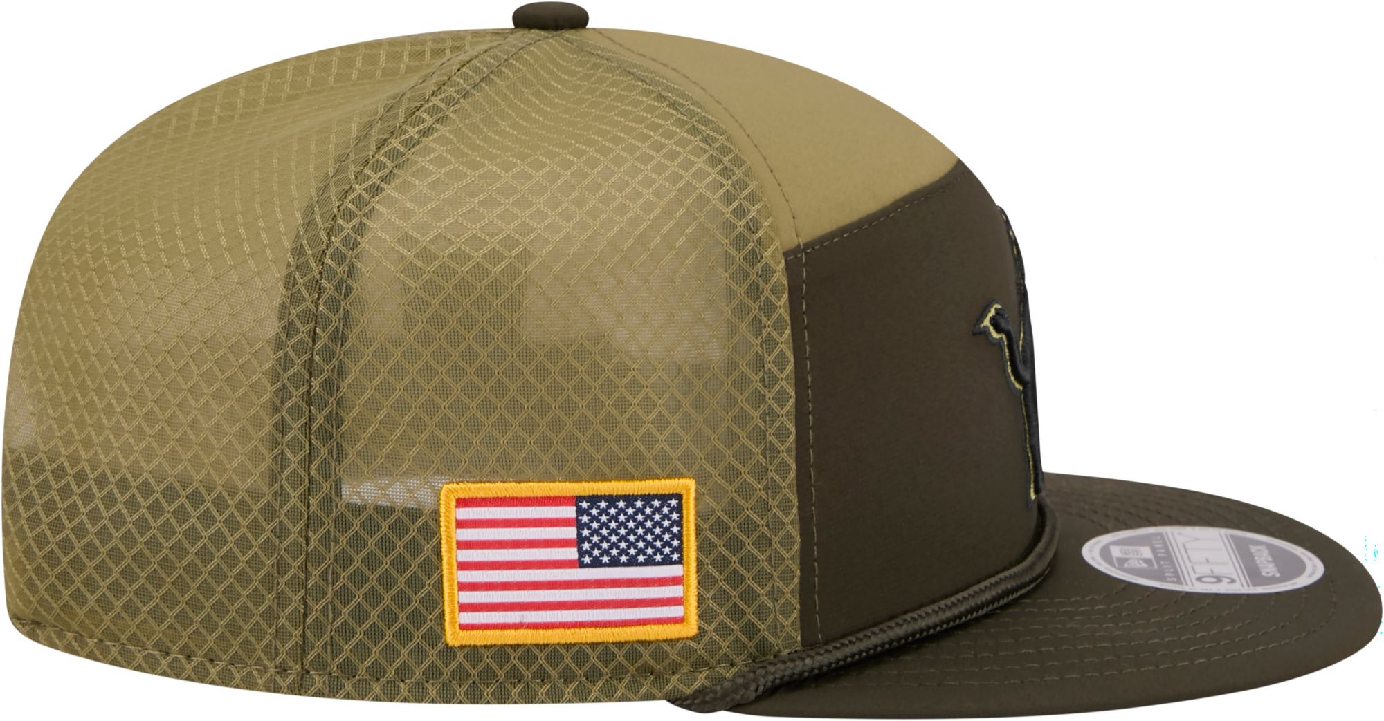 New Era Adult Detroit Lions Olive Green Salute To Service 2025 Split Panel 9Fifty Adjustable Snapback Hat product image