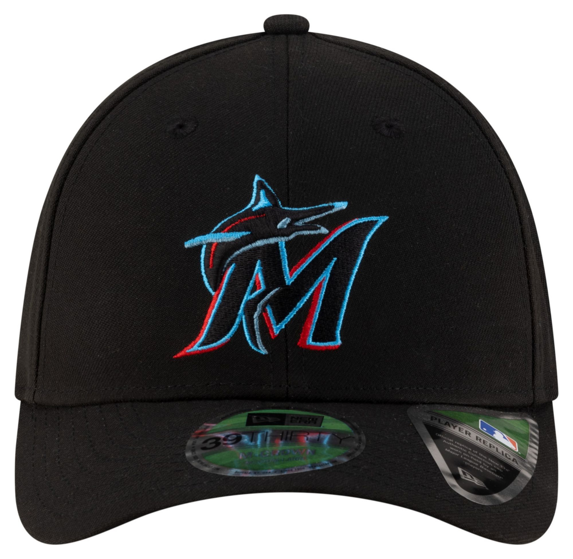 New Era Adult Miami Marlins Black Game 39Thirty Replica Player Hat product image