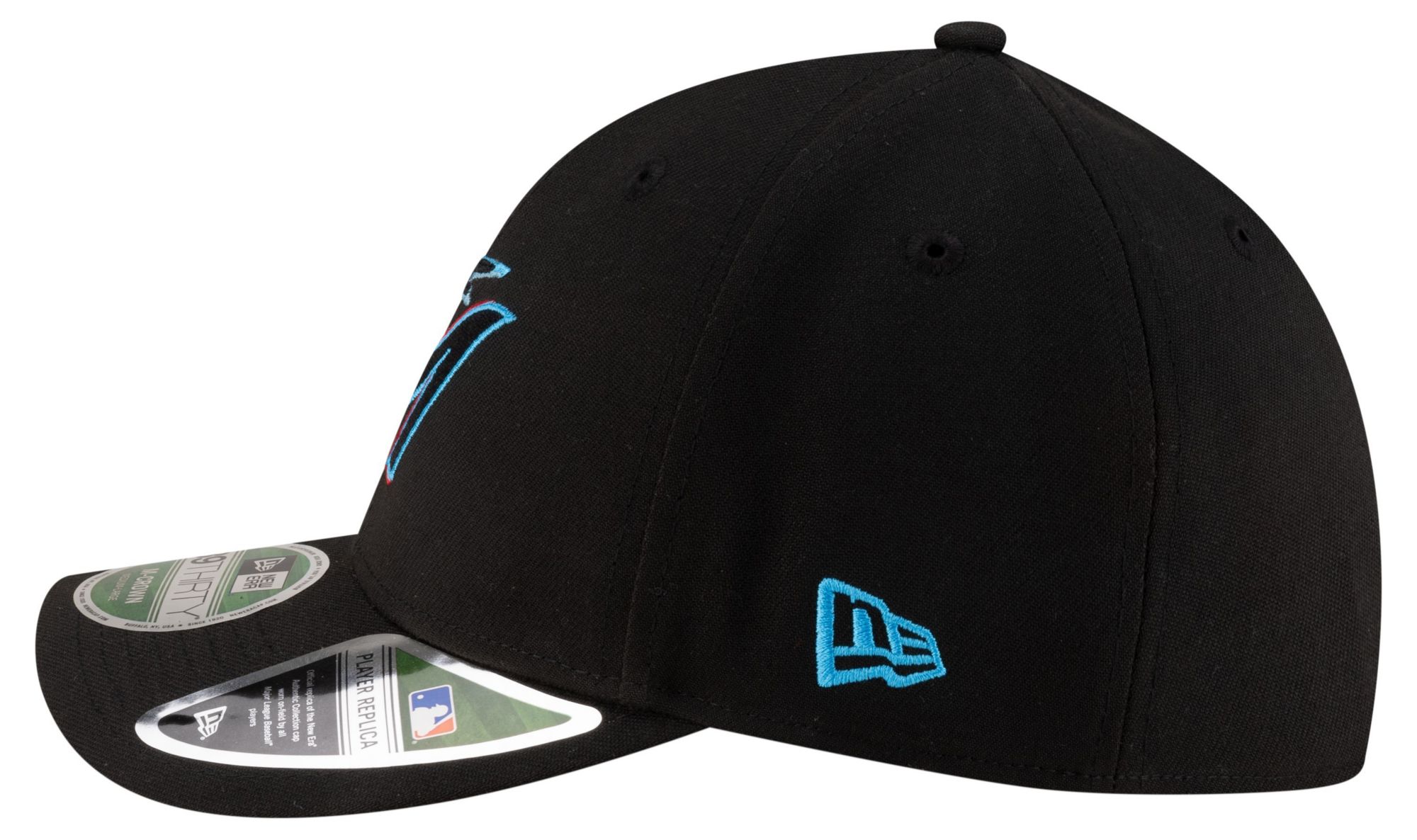 New Era Adult Miami Marlins Black Game 39Thirty Replica Player Hat product image
